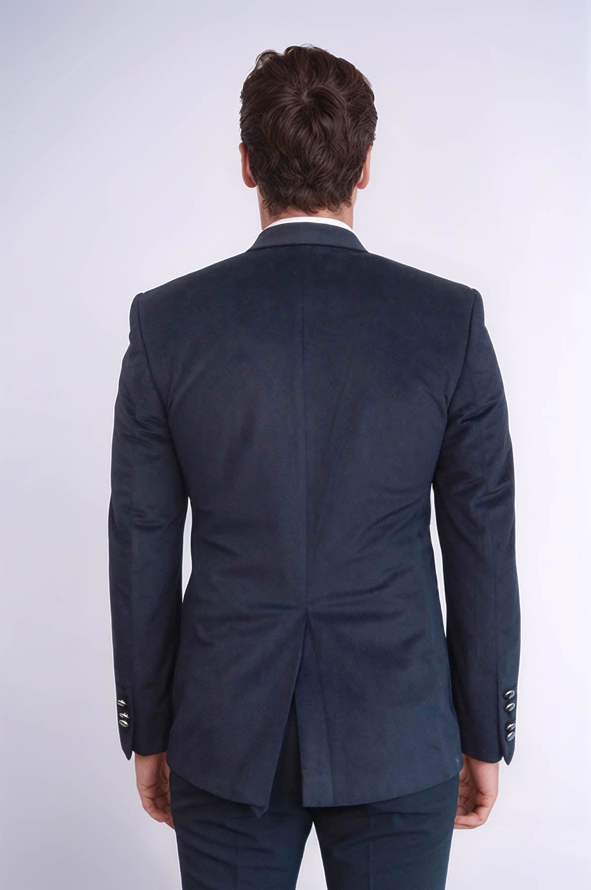 Bag Pocket Rigging Velvet Navy Blue Jacket-Wessi