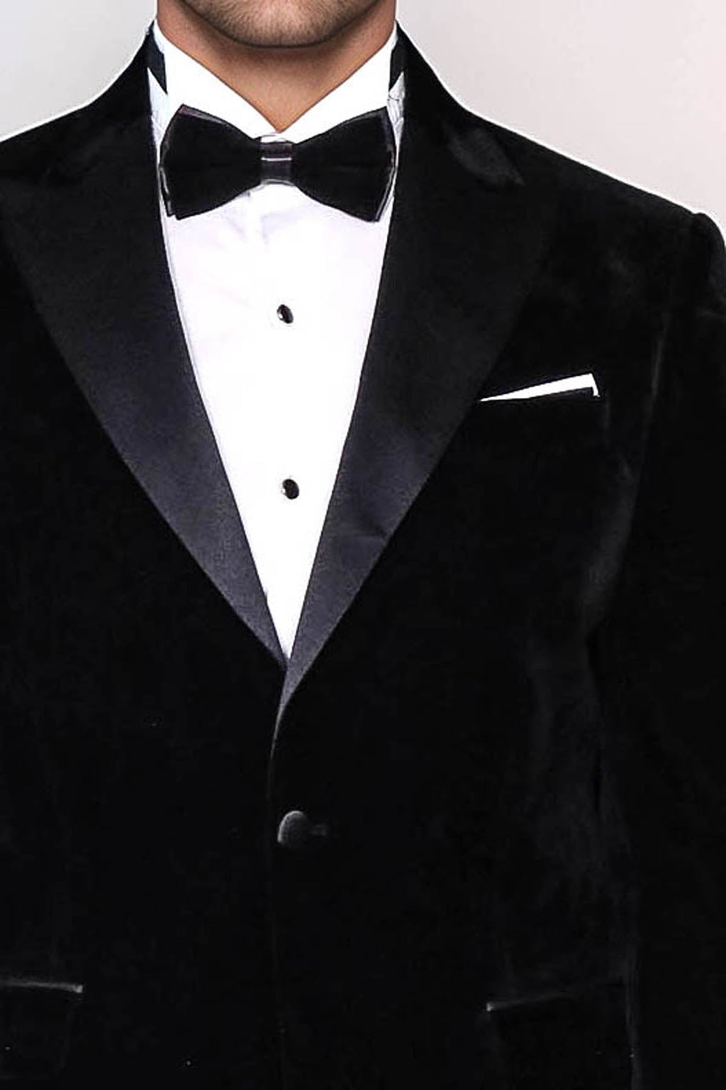 Peak Lapel Velvet Black Men Prom Blazer - Wessi