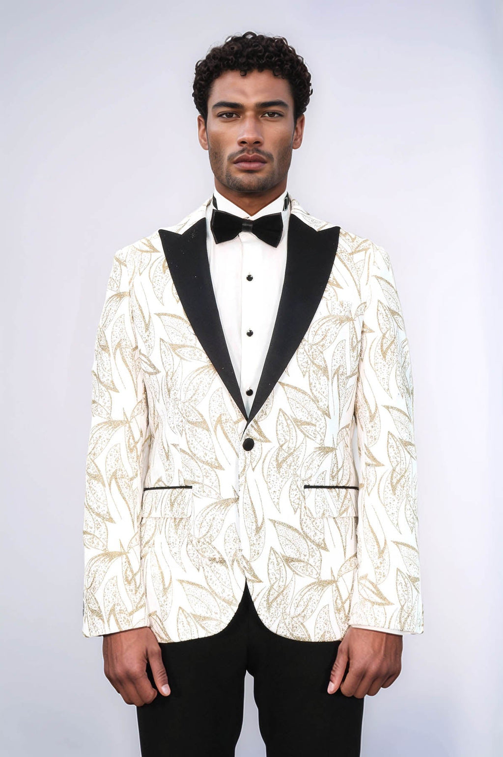 Glittery Slim Fit White Men Wedding Groom Tuxedo Jacket - Wessi