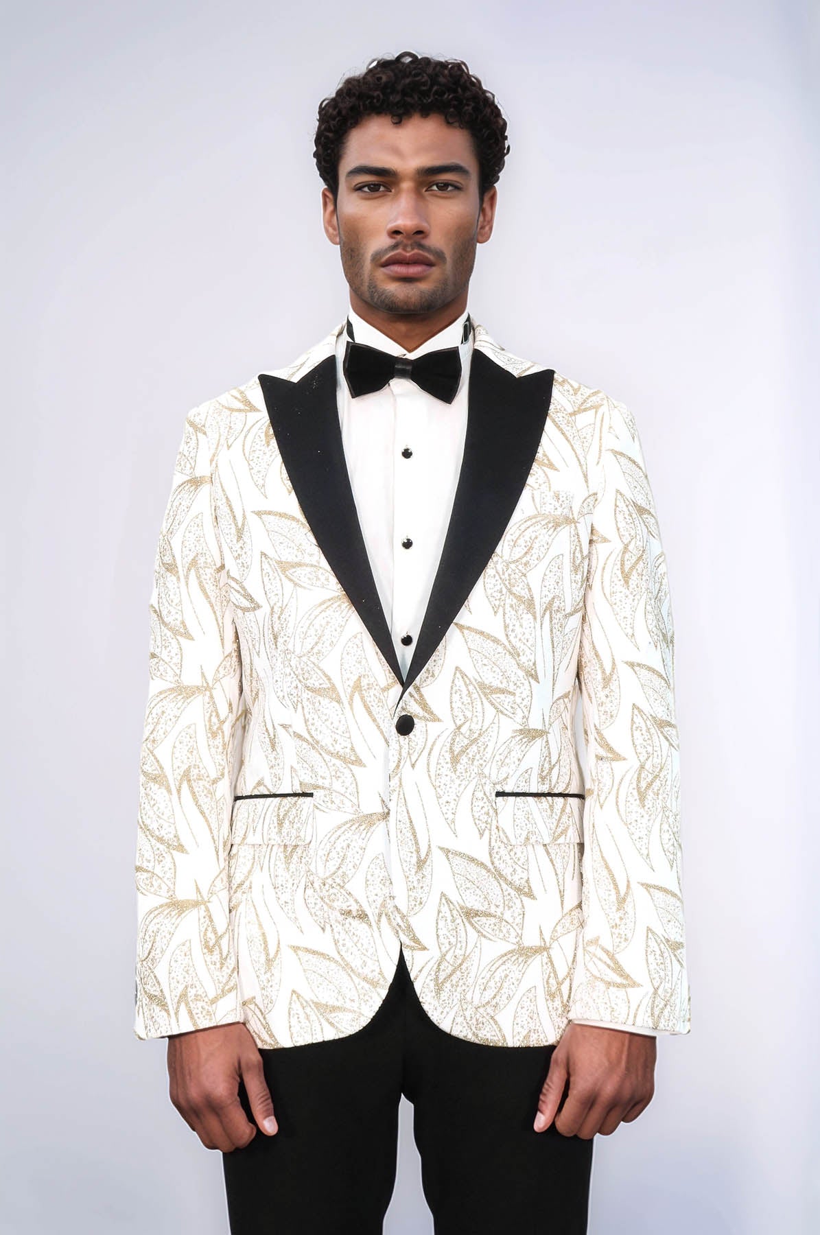 Glittery Slim Fit White Men Wedding Groom Tuxedo Jacket - Wessi