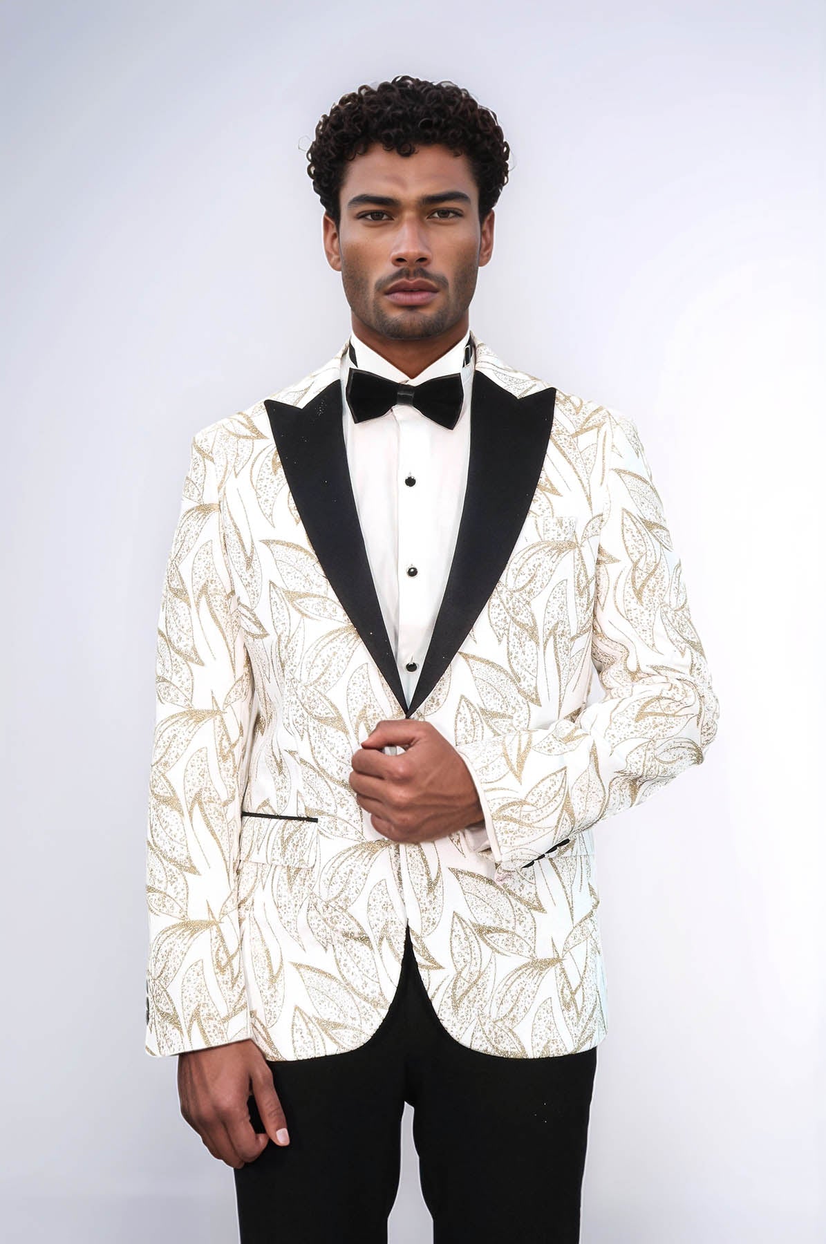 Glittery Slim Fit White Men Wedding Groom Tuxedo Jacket - Wessi