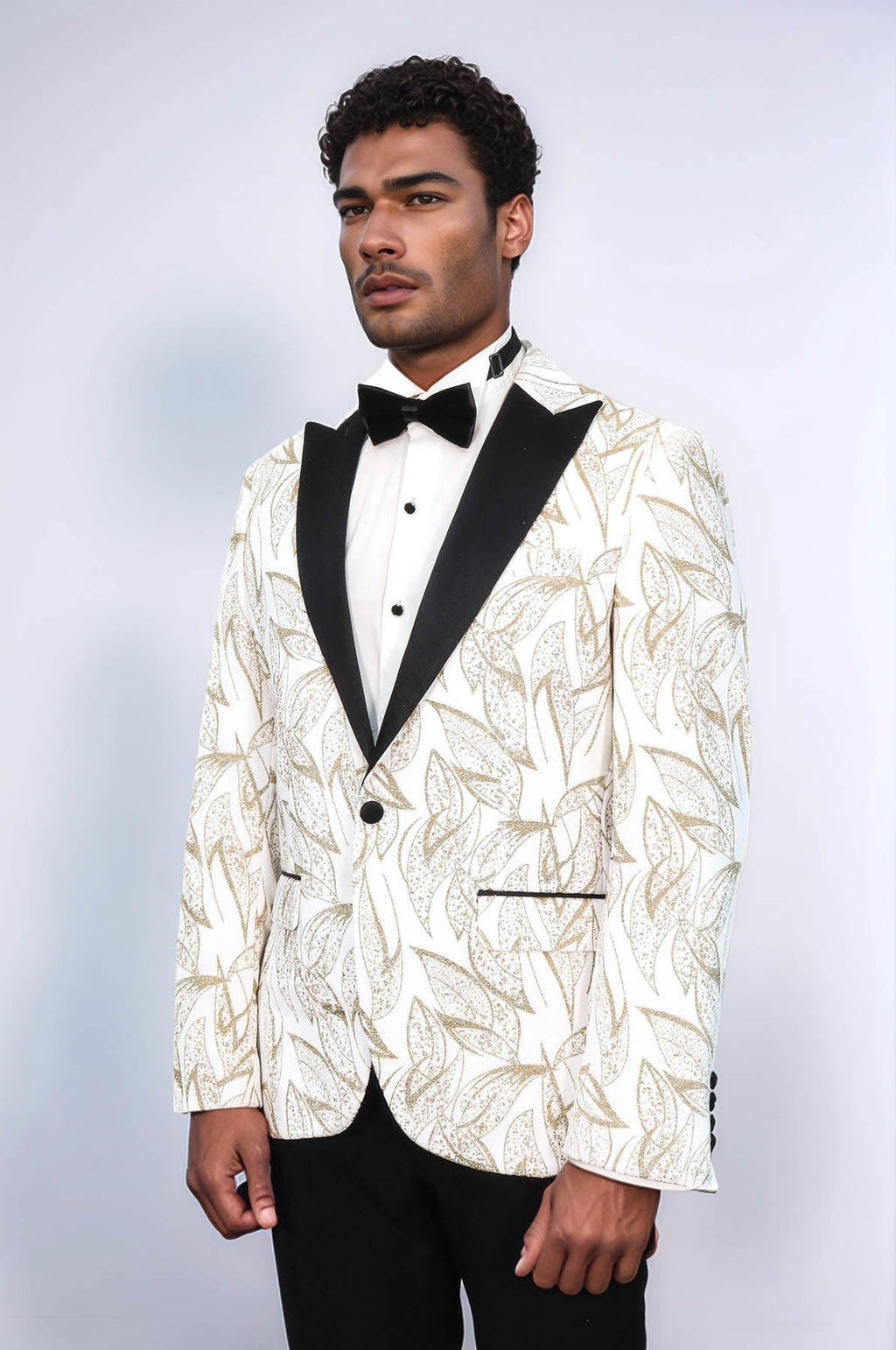 Glittery Slim Fit White Men Wedding Groom Tuxedo Jacket - Wessi