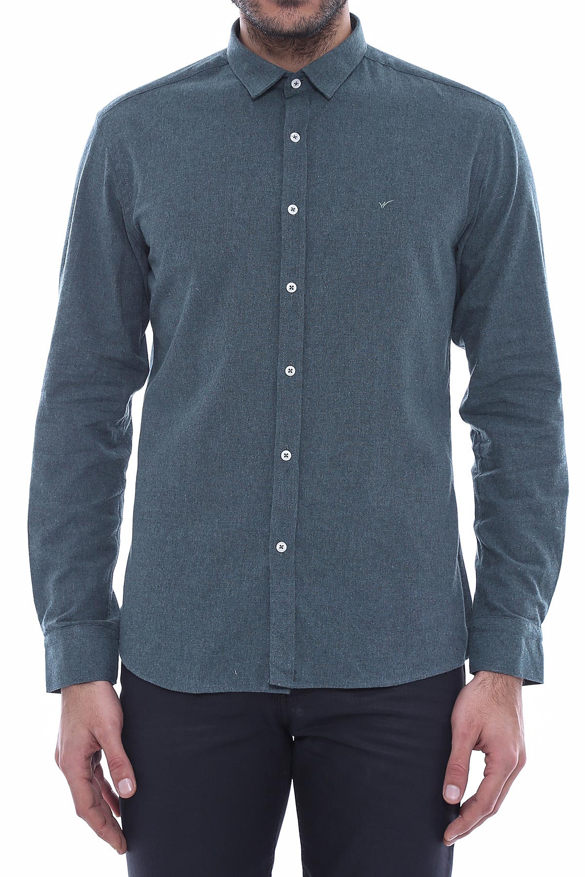Patterned Wool Green Shirt - Wessi
