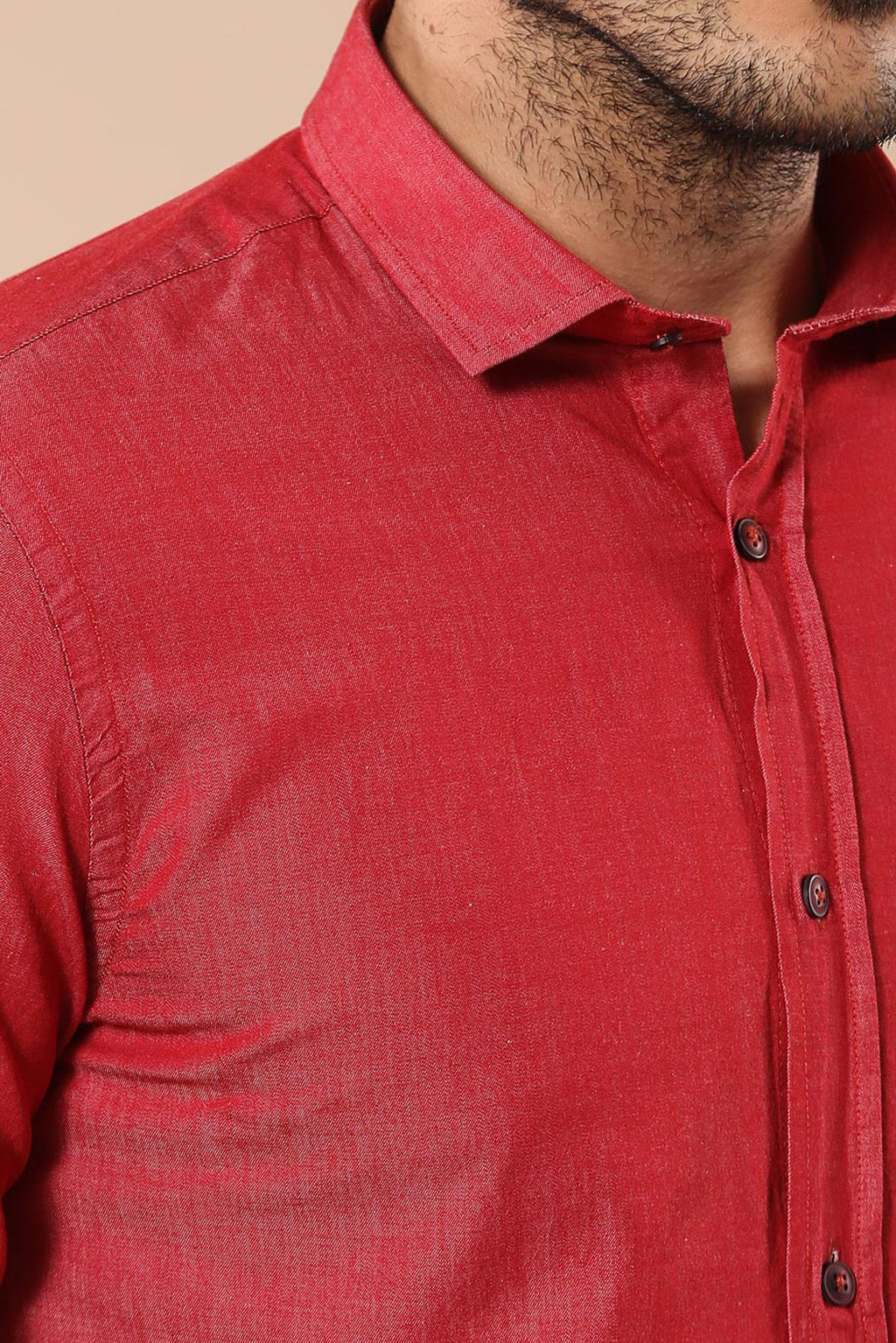 Patterned Cotton Slim Fit Burgundy Shirt - Wessi