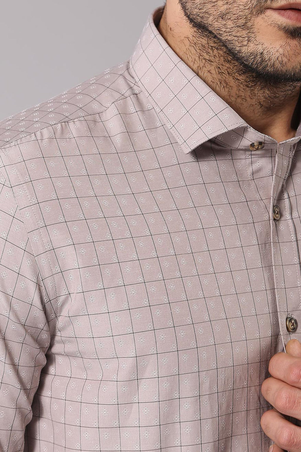Patterned Slim Fit Beige Shirt - Wessi