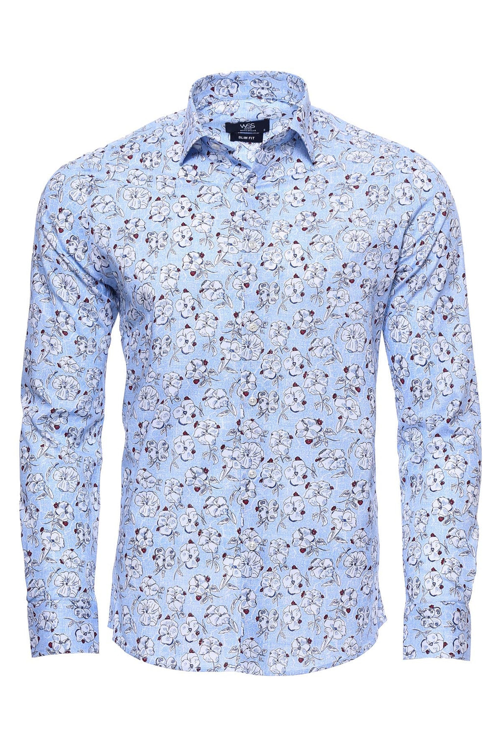 Patterned Cotton Light Blue Shirt-Wessi