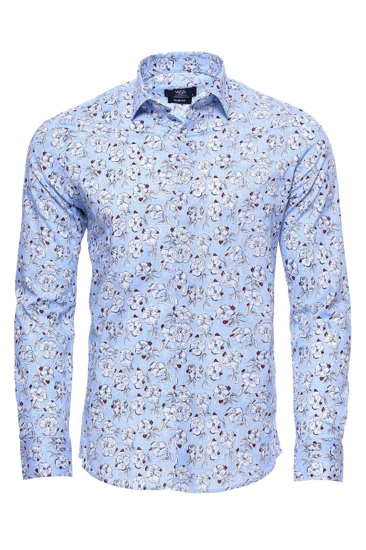 Patterned Cotton Light Blue Shirt-Wessi