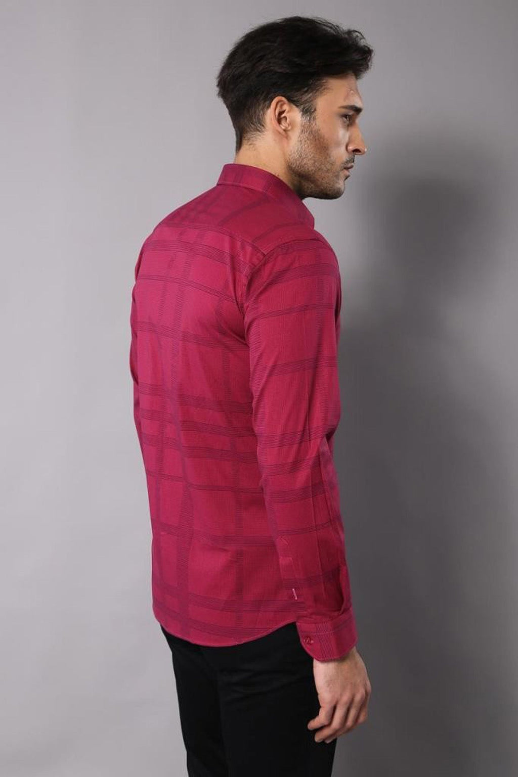 Patterned Striped Burgundy Shirt-Wessi