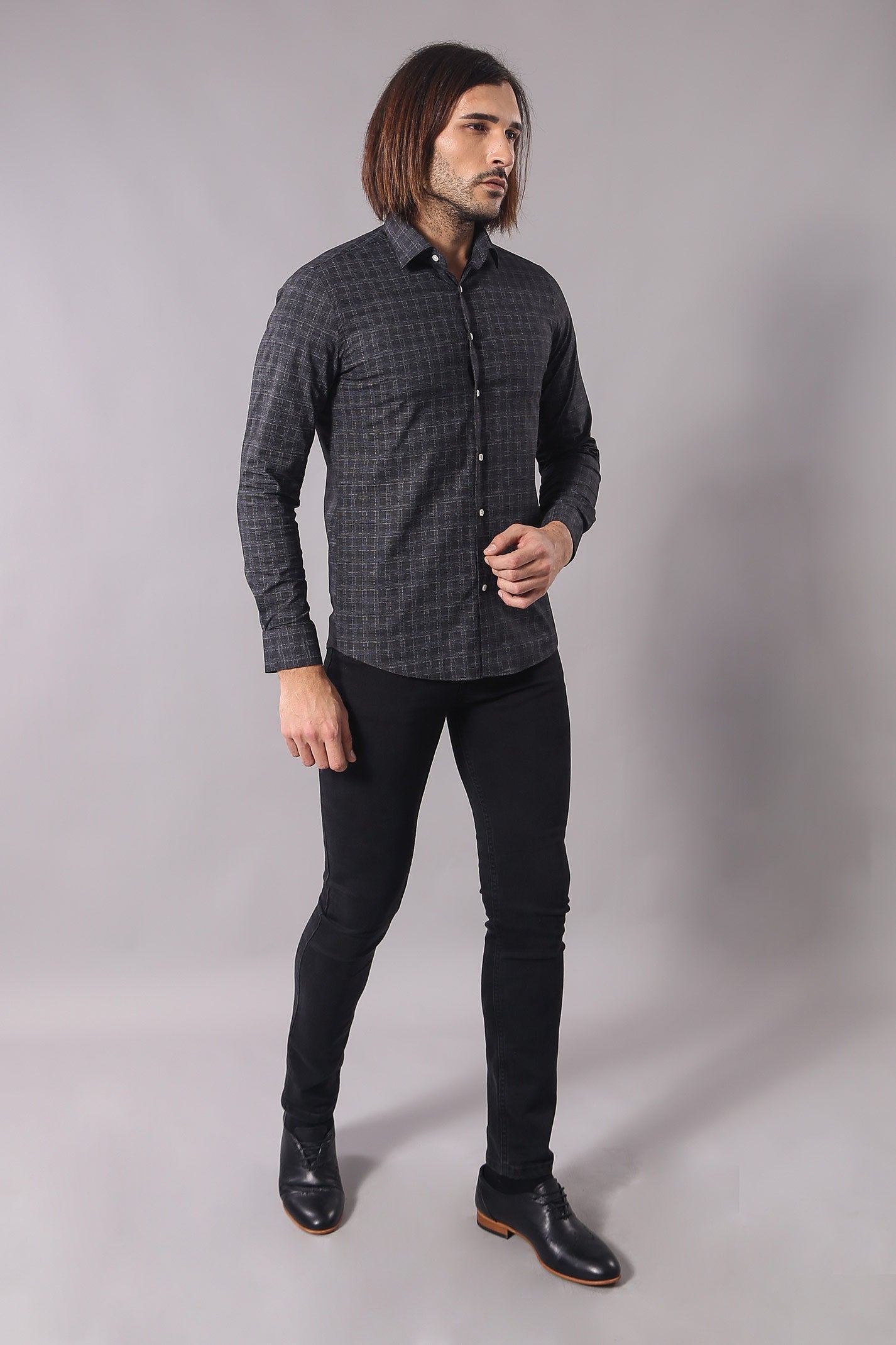 Plaid Patterned Black Shirt | Wessi