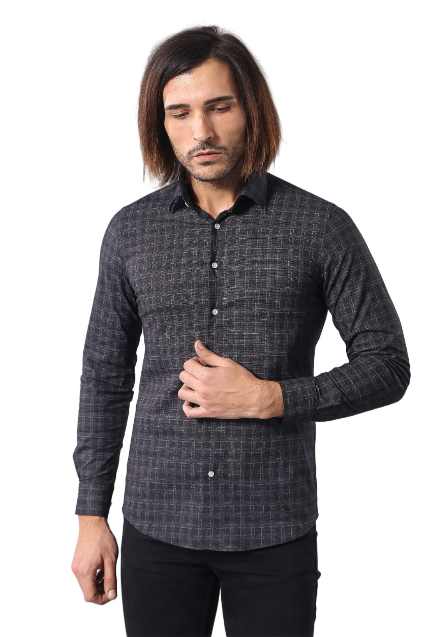 Plaid Patterned Black Shirt | Wessi