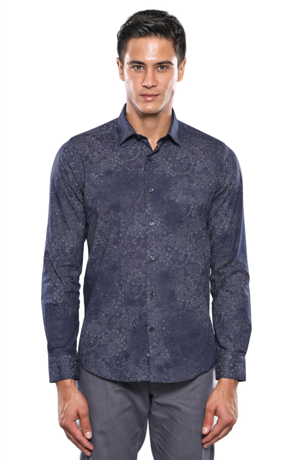 Patterned Navy Blue Shirt | Wessi - Wessi