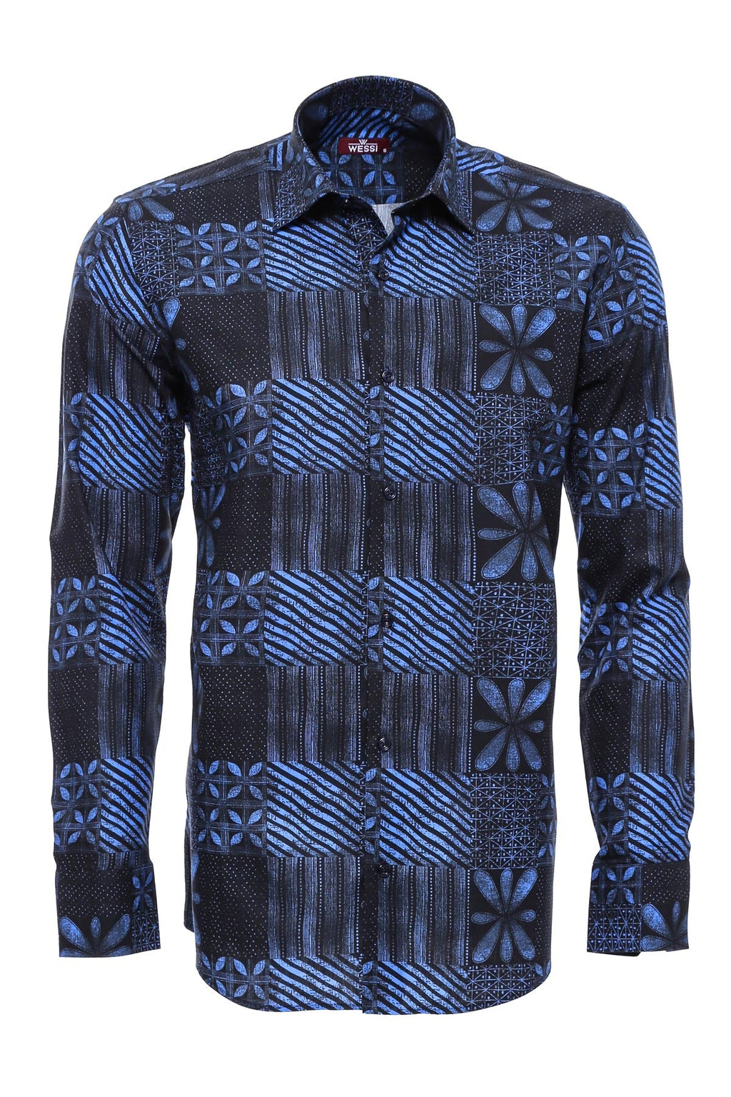 Navy Blue Patterned Shirt - Wessi