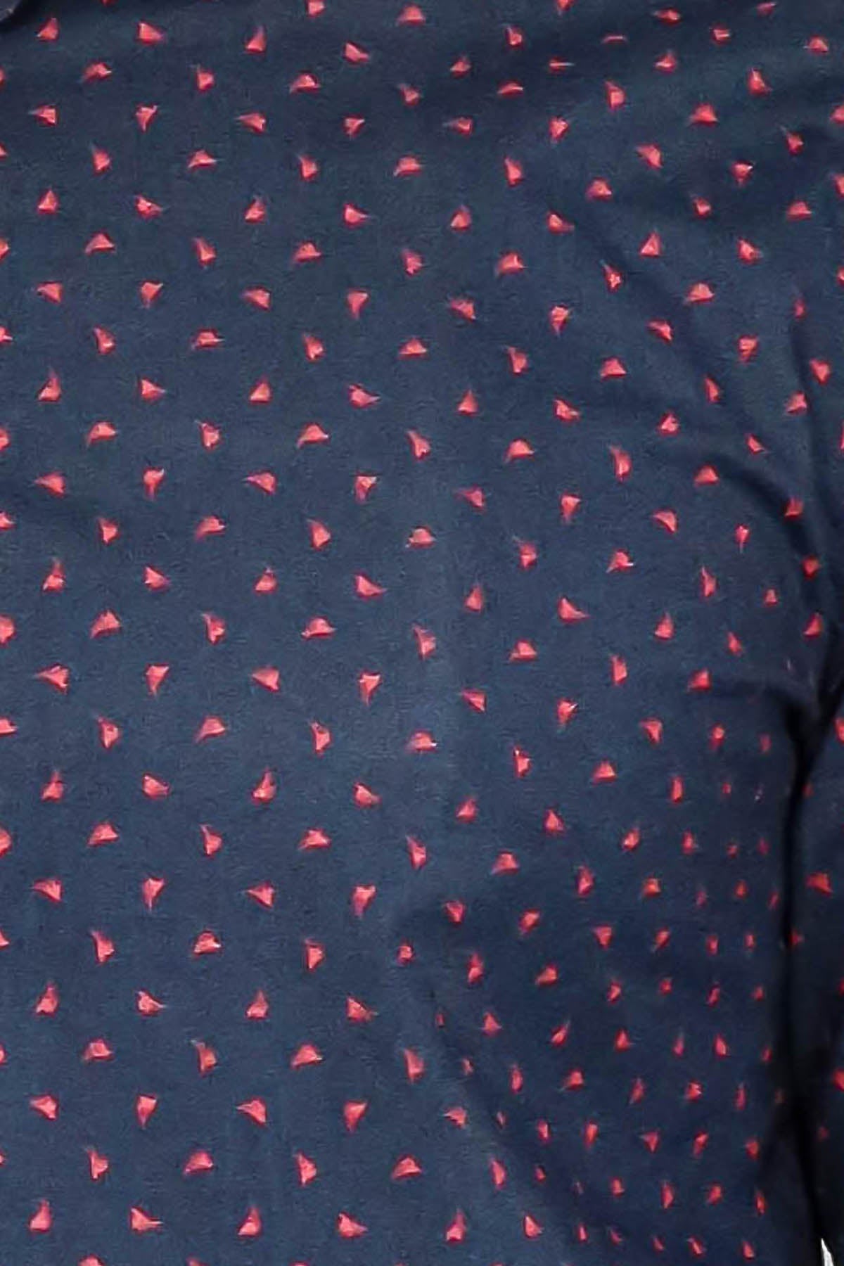 Men’s Navy Shirt with Minimal Red Pattern – Wessi