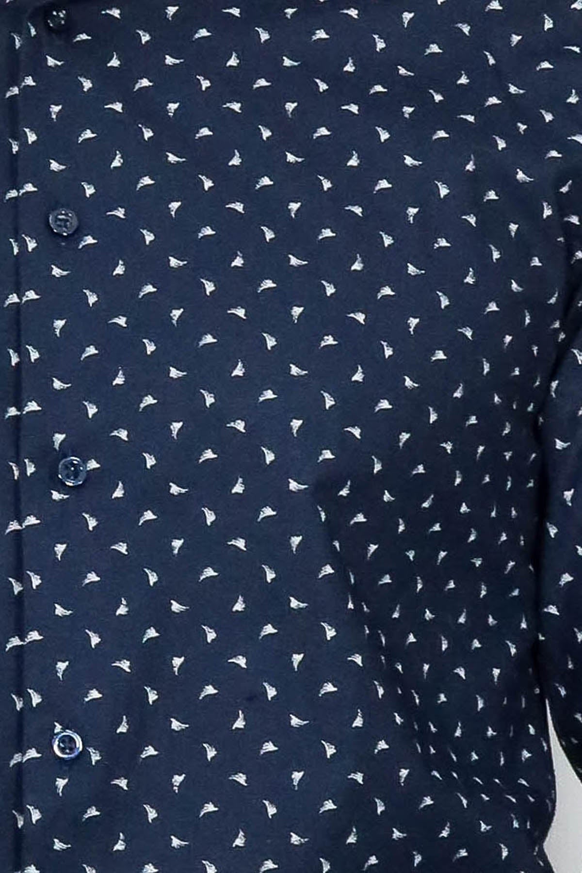 Men’s Navy Shirt with Minimal White Pattern – Wessi