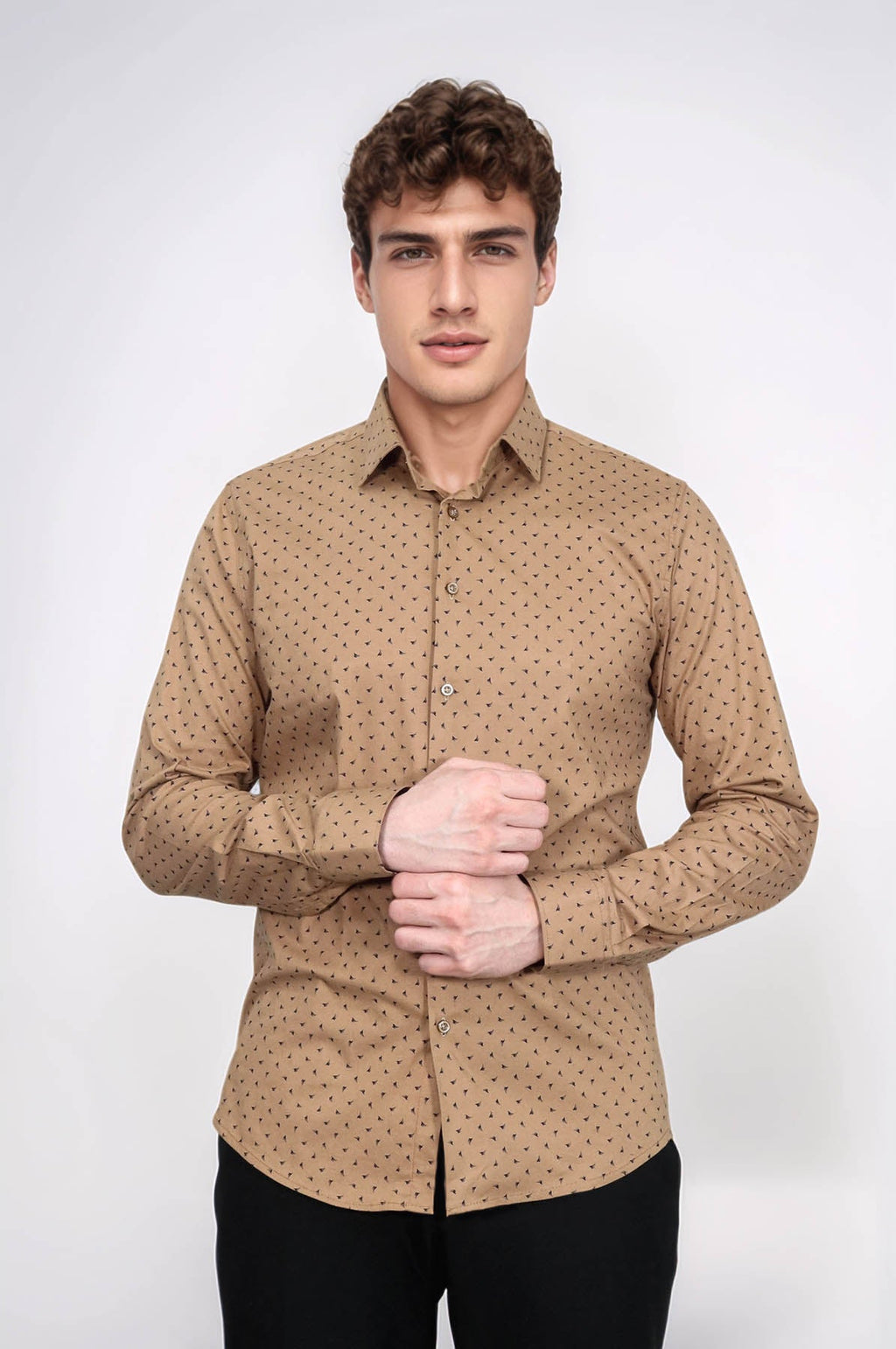 Men’s Beige Shirt with Minimal Black Pattern – Wessi