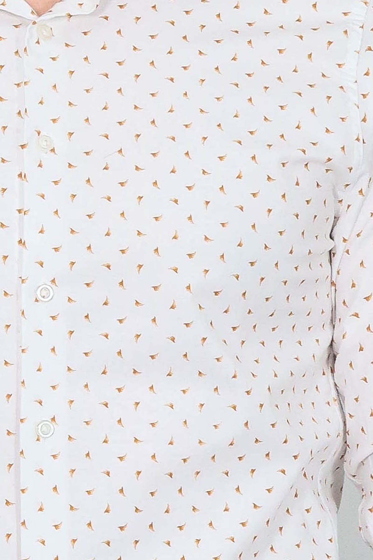 Minimal Golden Print White Men's Shirt - Wessi