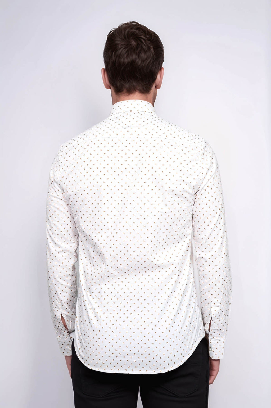 Minimal Golden Print White Men's Shirt - Wessi