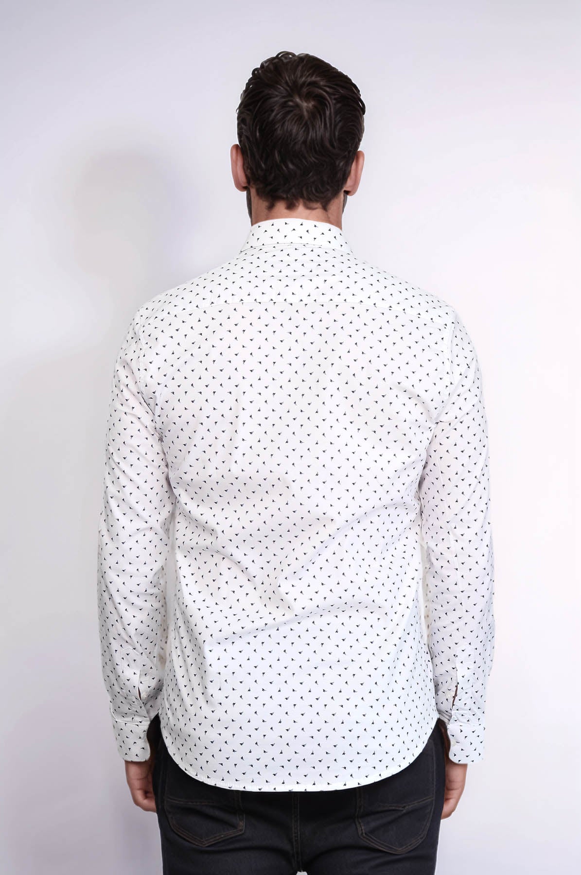Men’s White Shirt with Minimal Black Pattern – Wessi