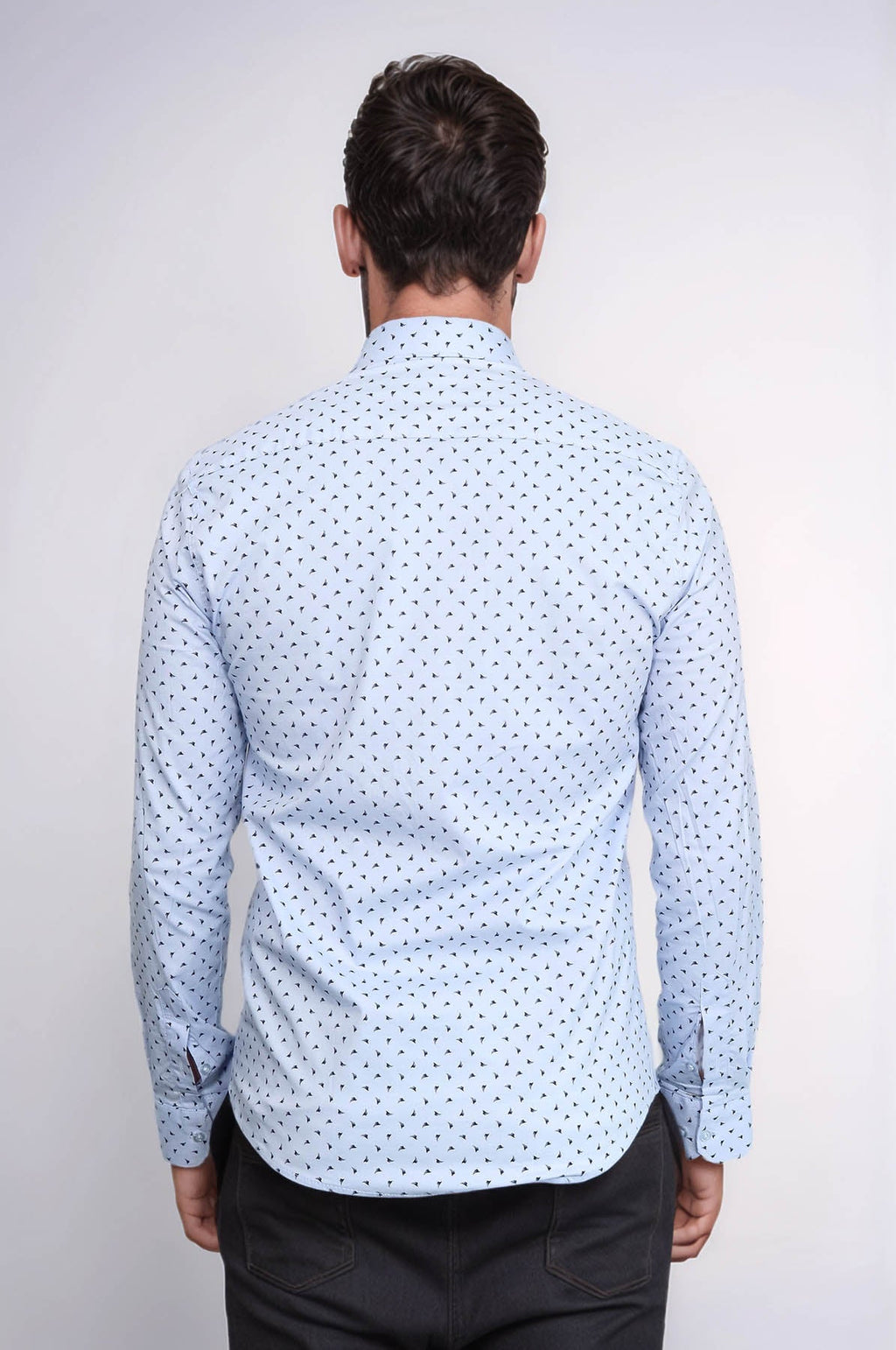 Men’s Light Blue Shirt with Minimal Black Pattern – Wessi