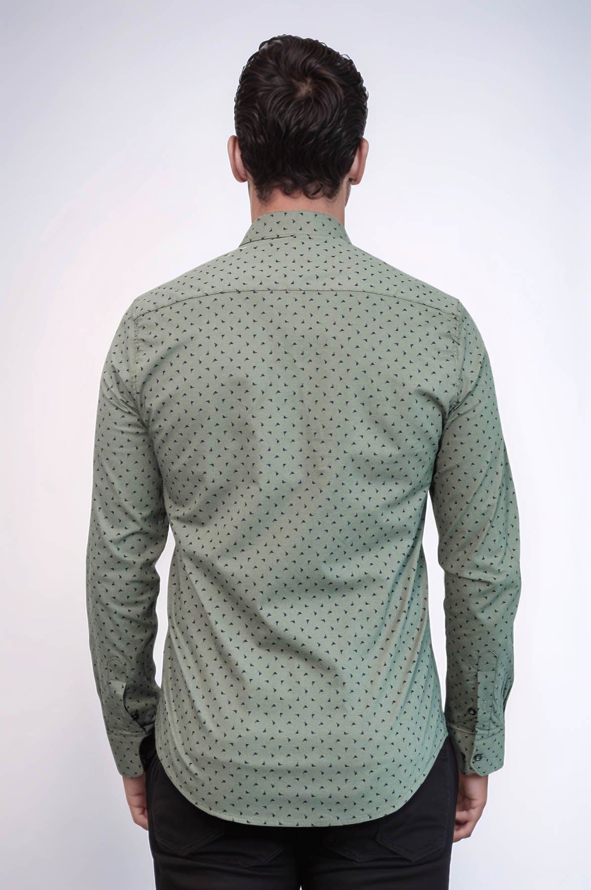 Men’s Khaki Shirt with Minimal Black Pattern – Wessi