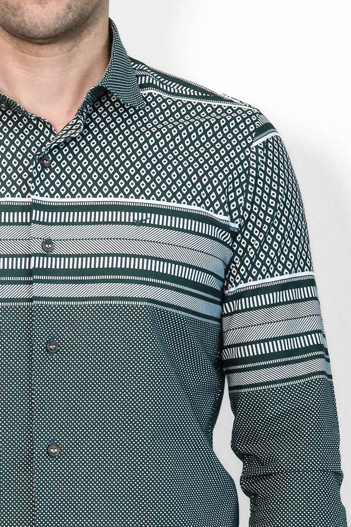 Green Diamond Patterned Shirt - Wessi