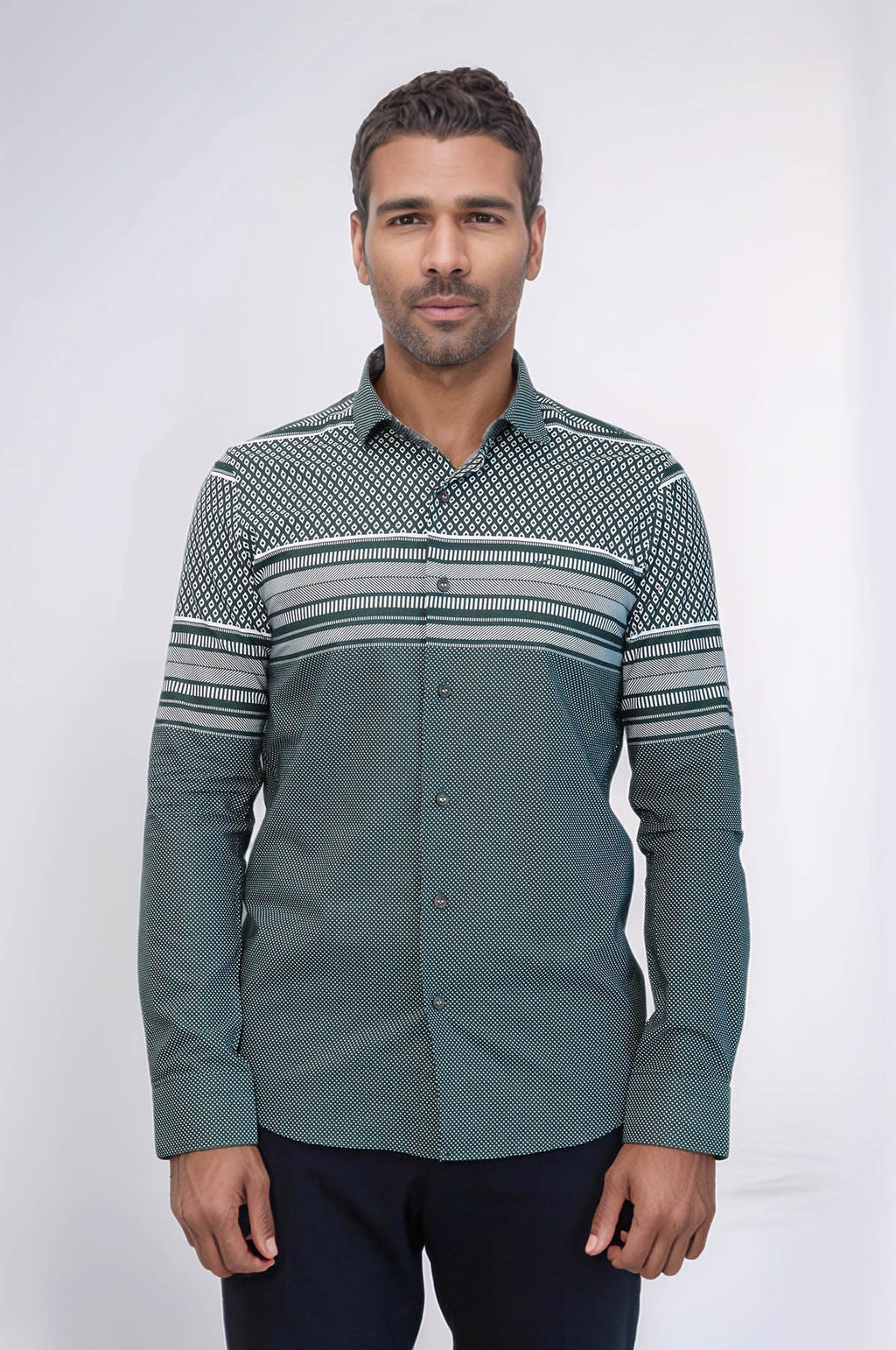 Green Diamond Patterned Shirt - Wessi