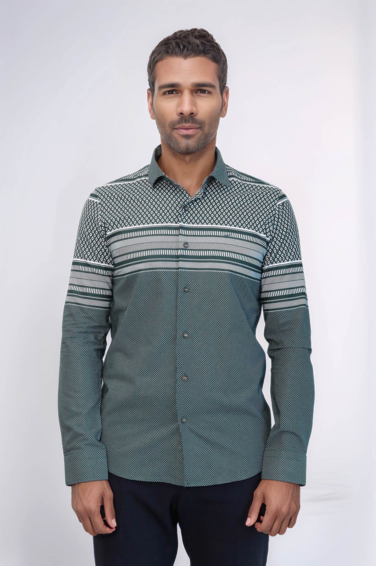 Green Diamond Patterned Shirt - Wessi