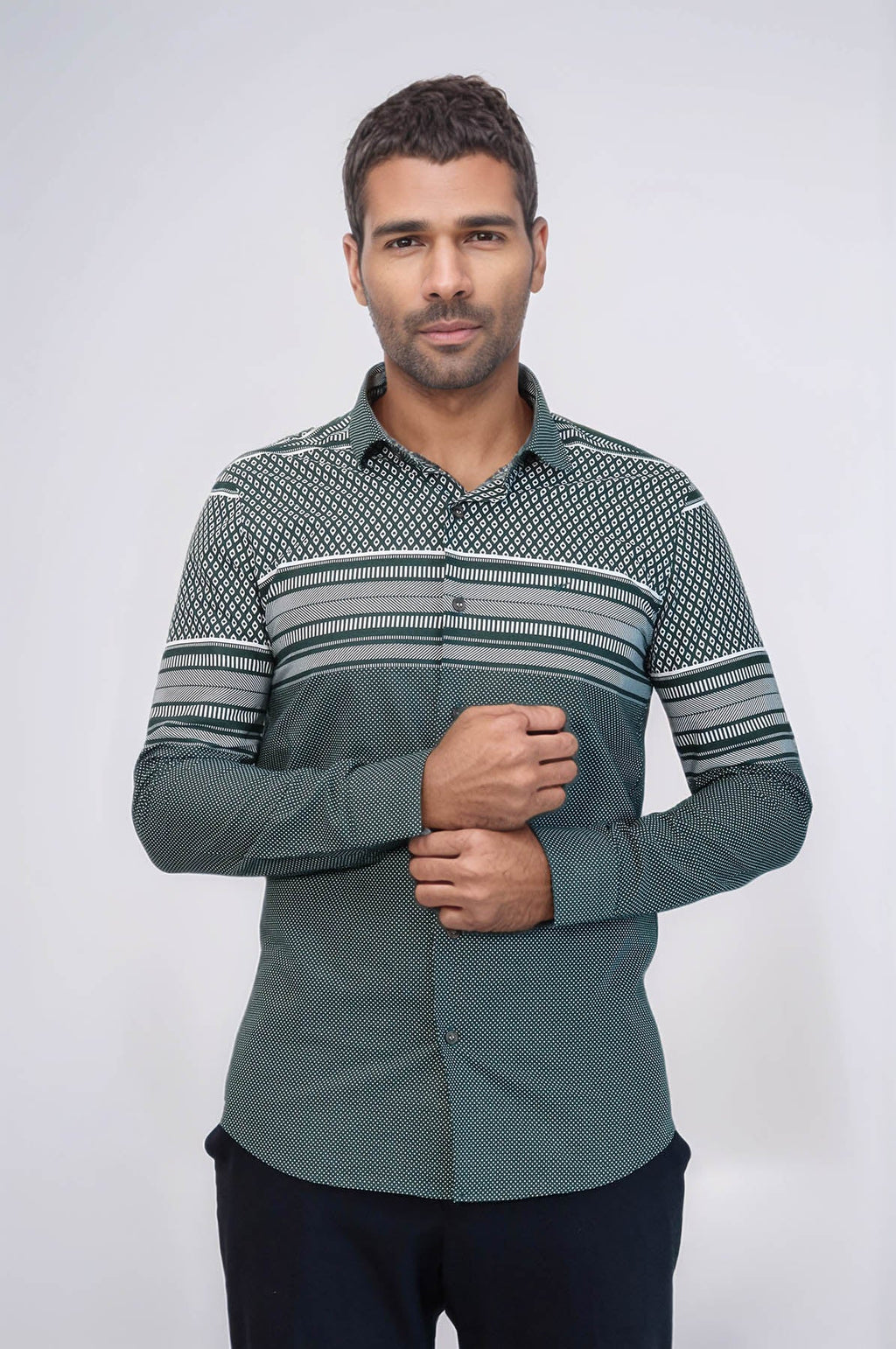 Green Diamond Patterned Shirt - Wessi