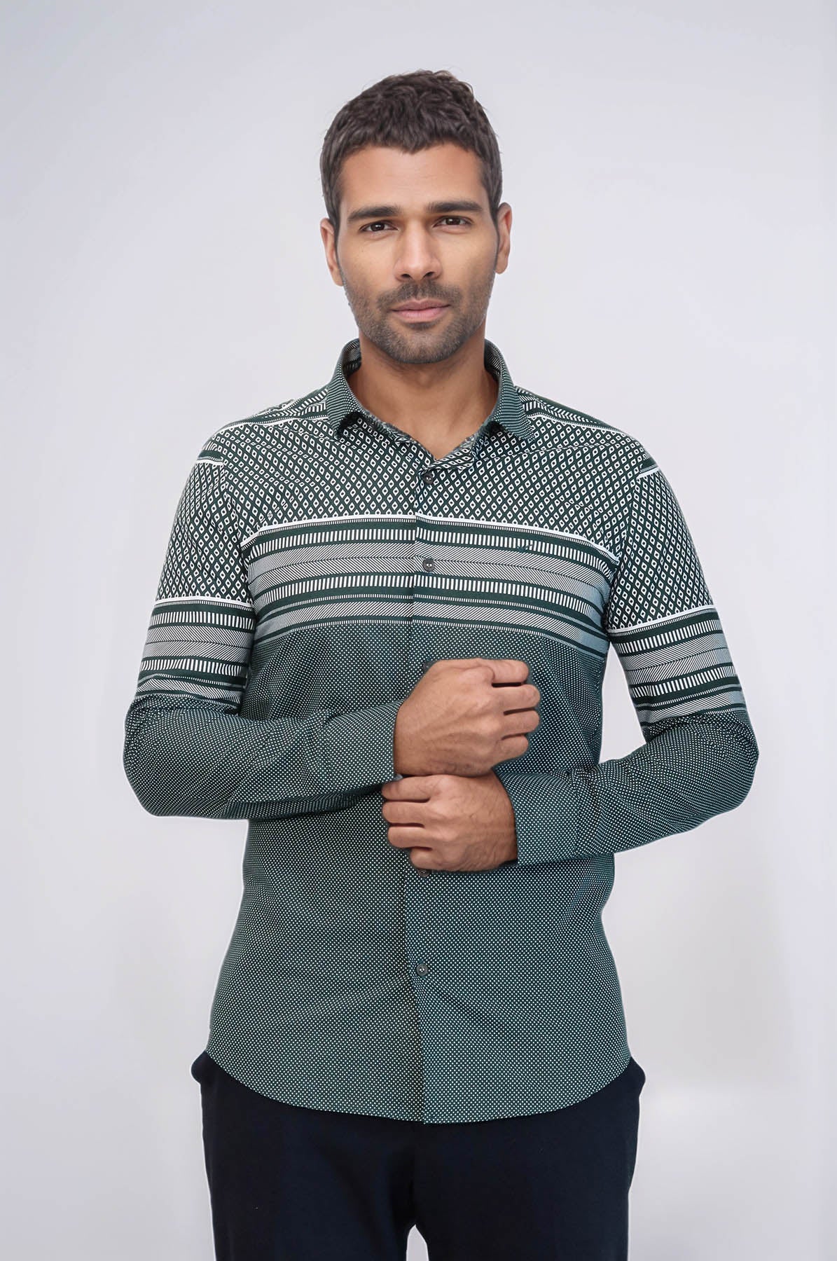 Green Diamond Patterned Shirt - Wessi