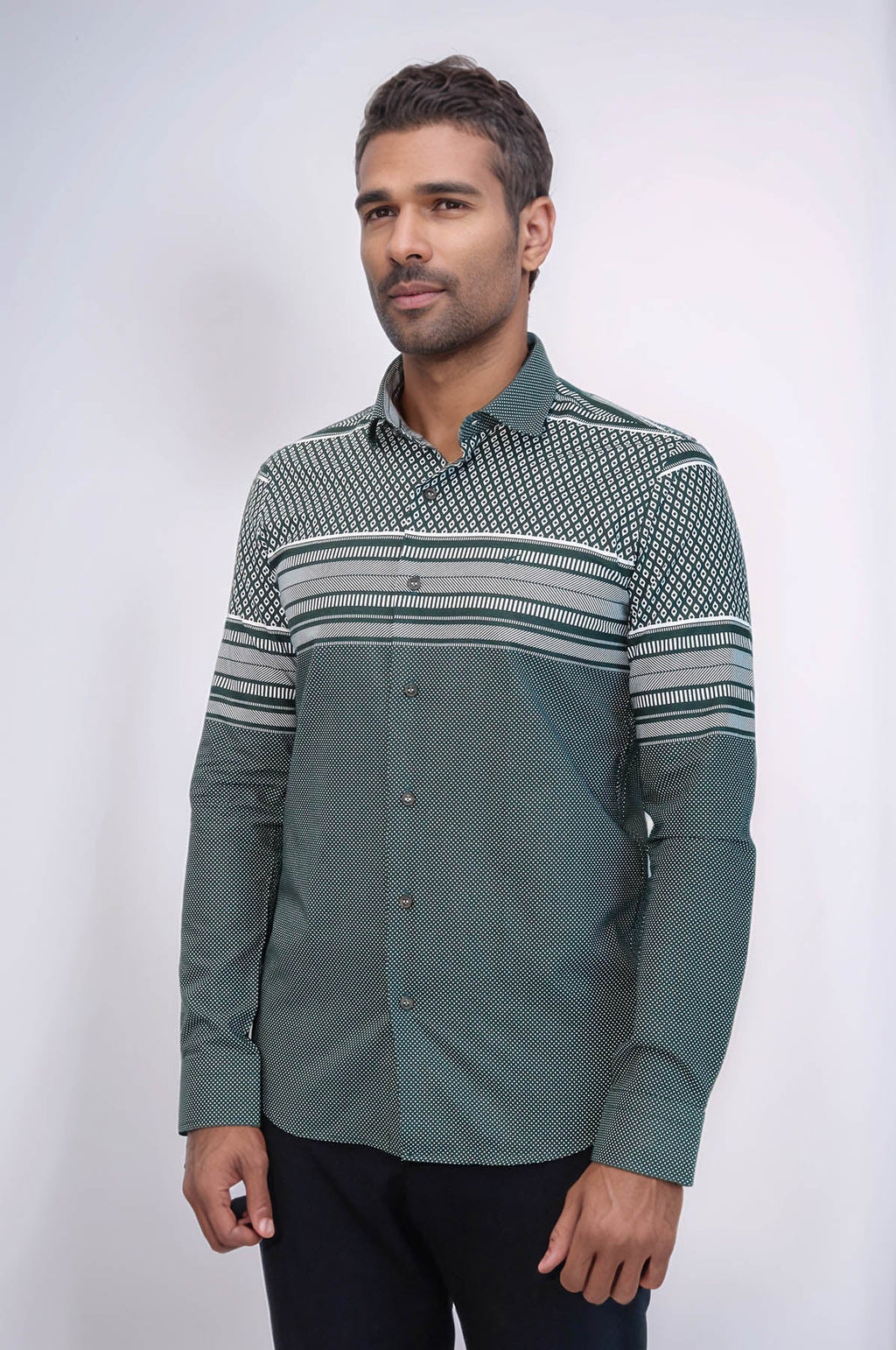 Green Diamond Patterned Shirt - Wessi