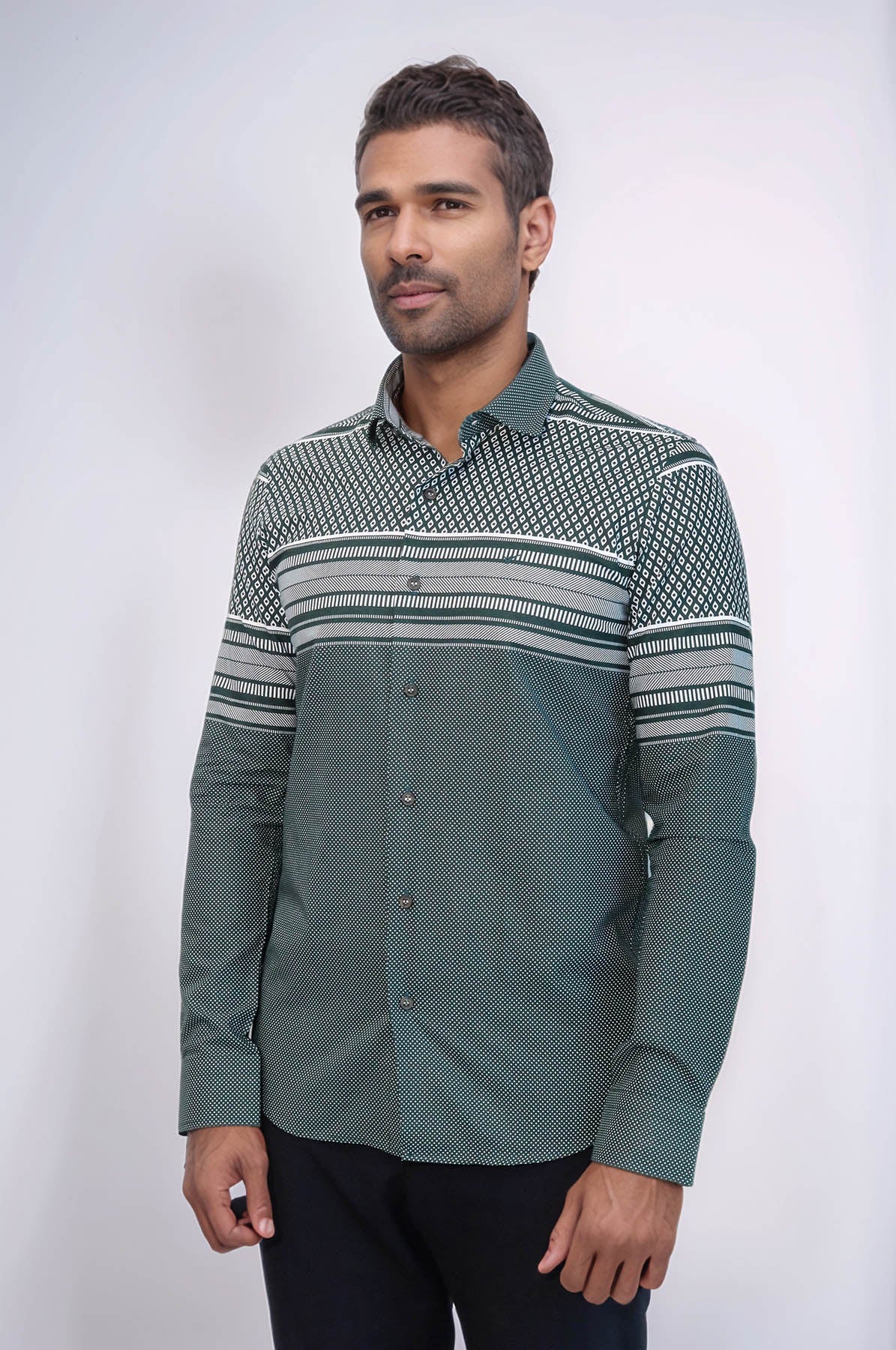 Green Diamond Patterned Shirt - Wessi