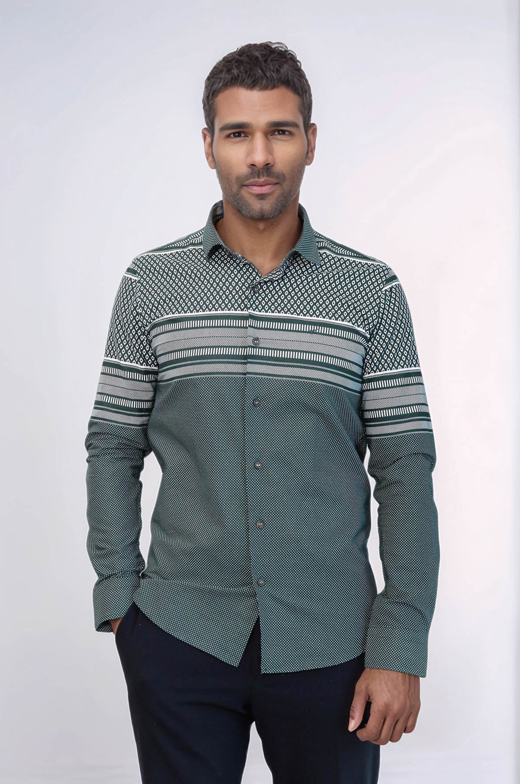 Green Diamond Patterned Shirt - Wessi