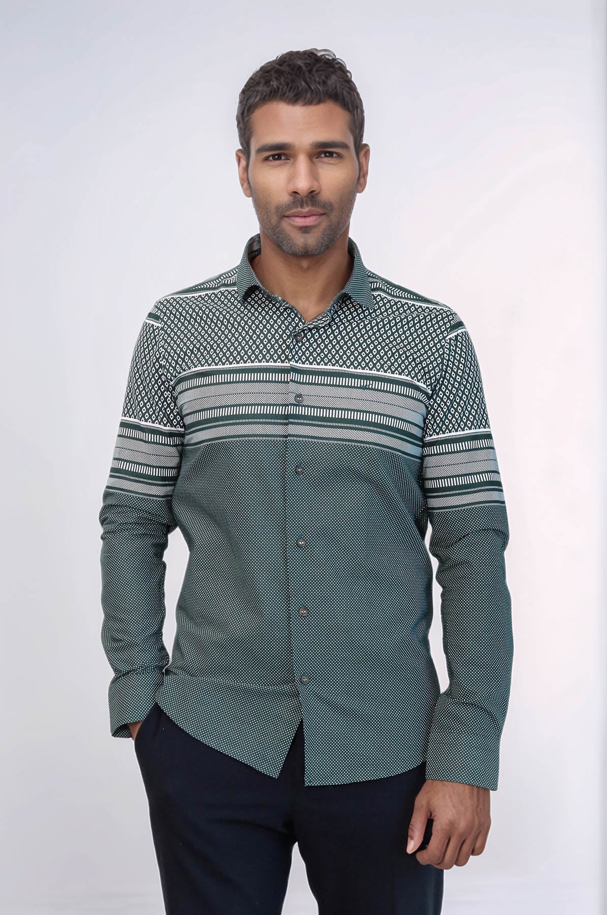 Green Diamond Patterned Shirt - Wessi