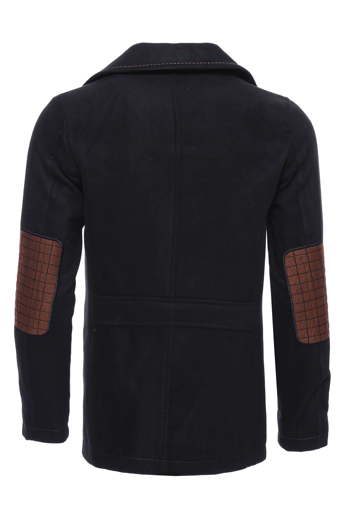 Pocket Edge Embroidered 6 Buttons Brown Coat-Wessi