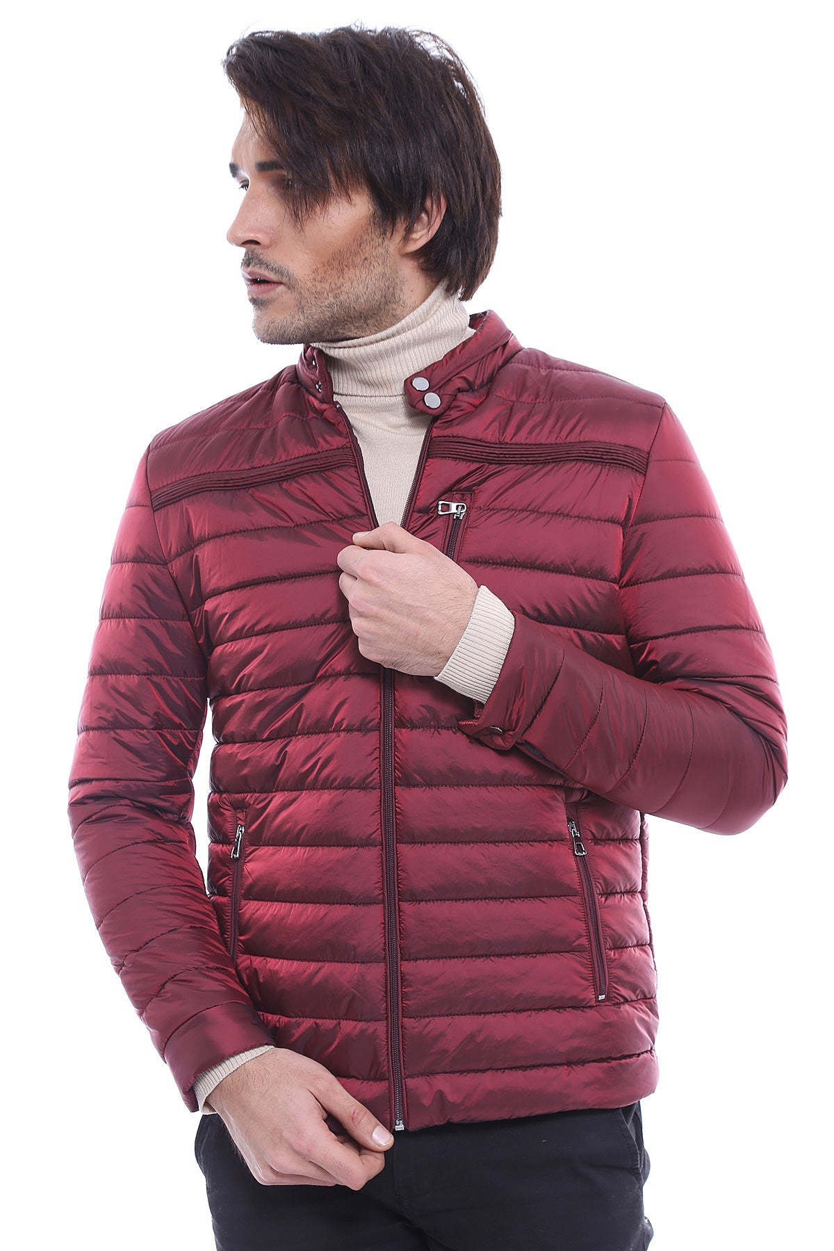 Burgundy Down Men Coat - Wessi