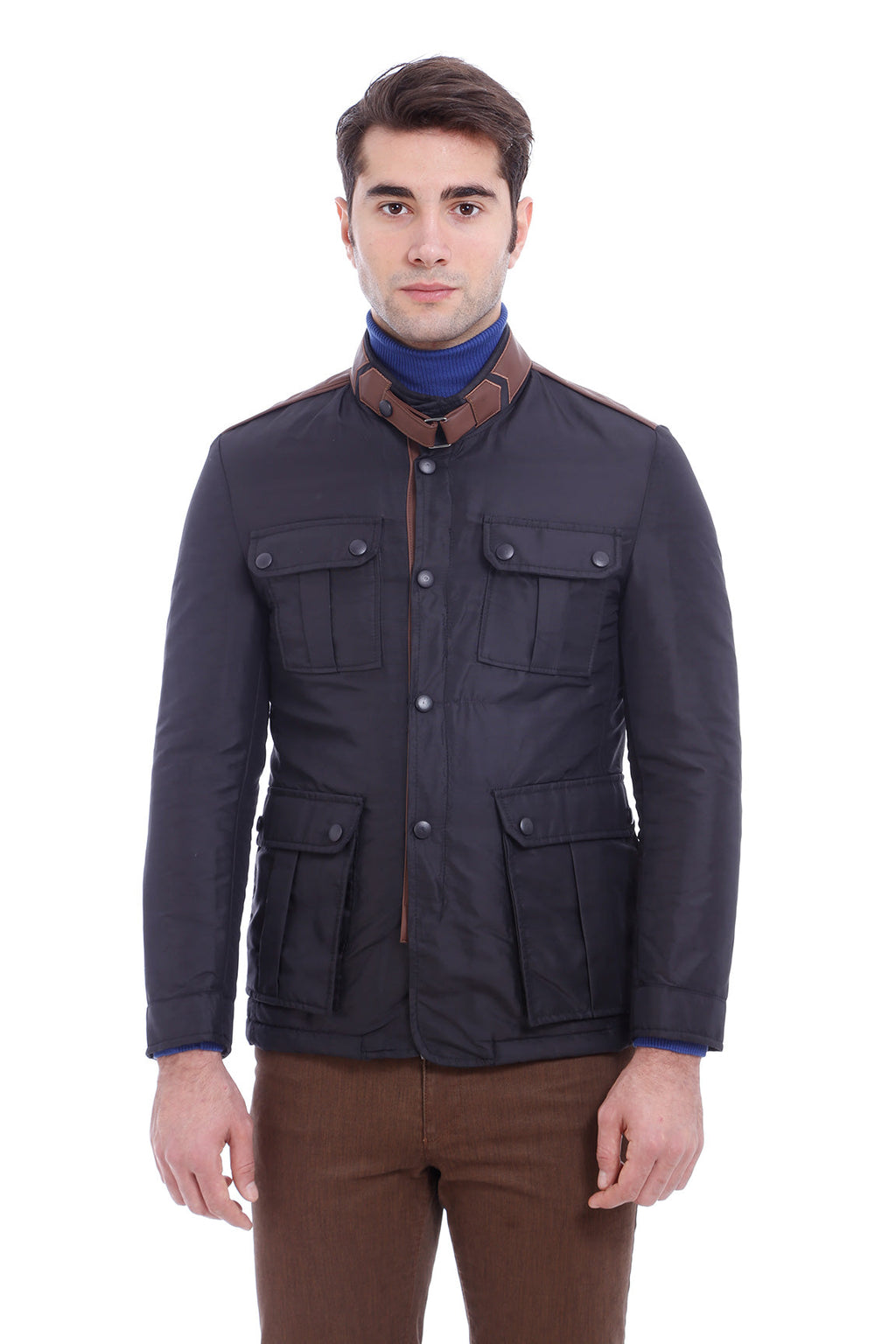 4 Pocket Snap Short Black Coat-Wessi