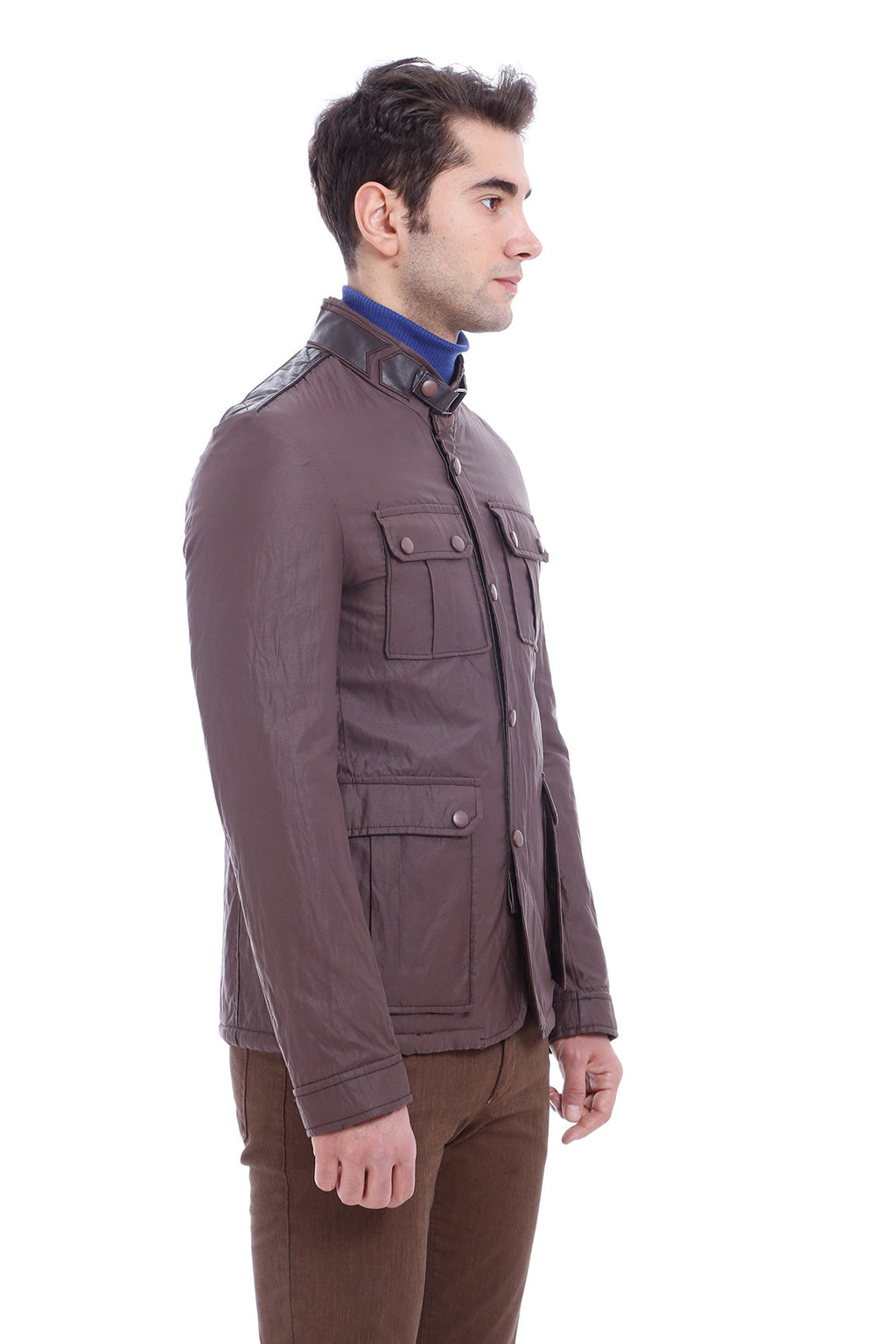 4 Pocket Snap Short Brown Coat-Wessi