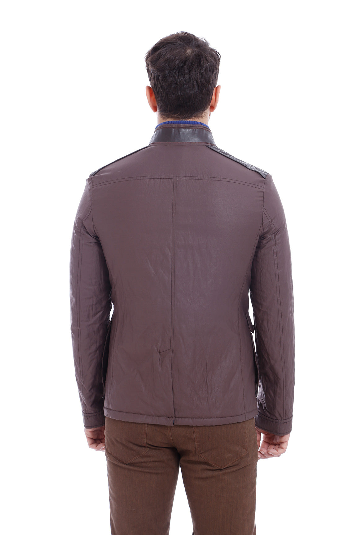 4 Pocket Snap Short Brown Coat-Wessi