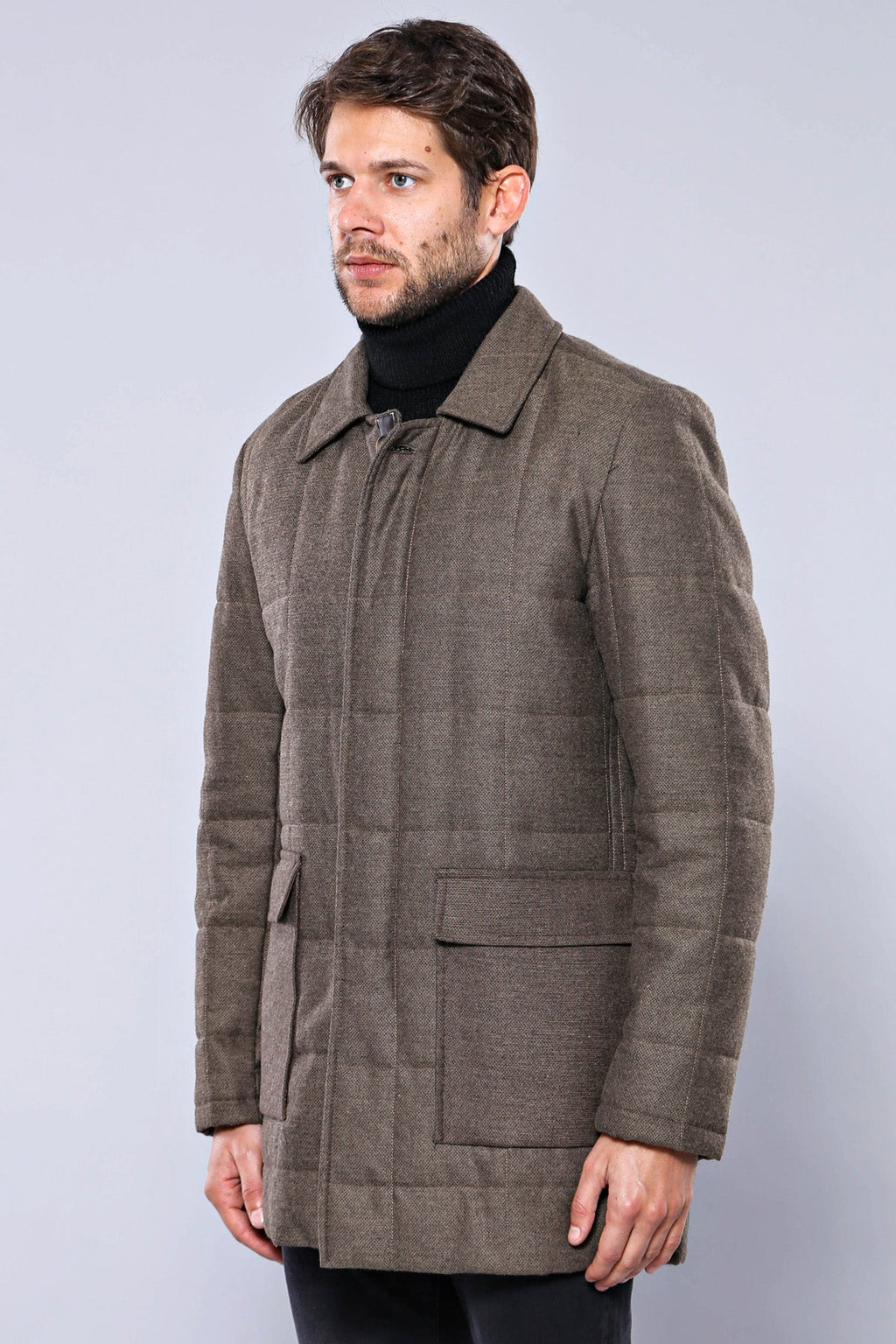 Bag Pocket Quilting With Zipper Beige Coat-Wessi