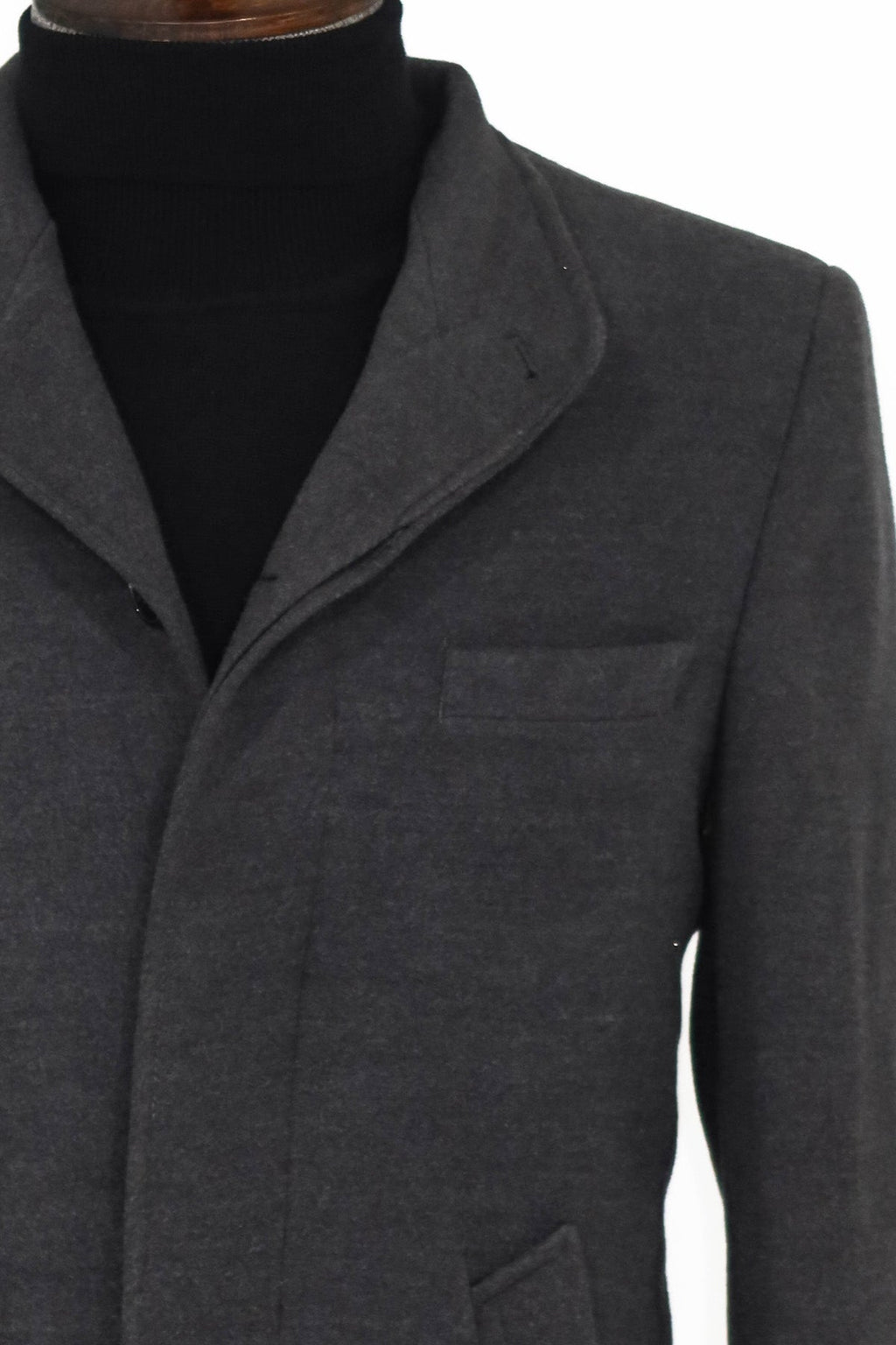 Mandarin Collar Grey Men's Long Men's Coat | Wessi