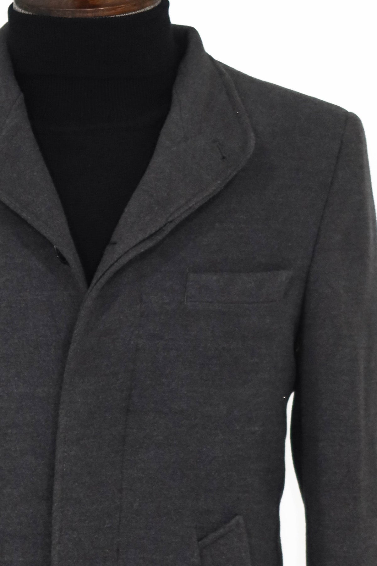 Mandarin Collar Grey Men's Long Men's Coat | Wessi