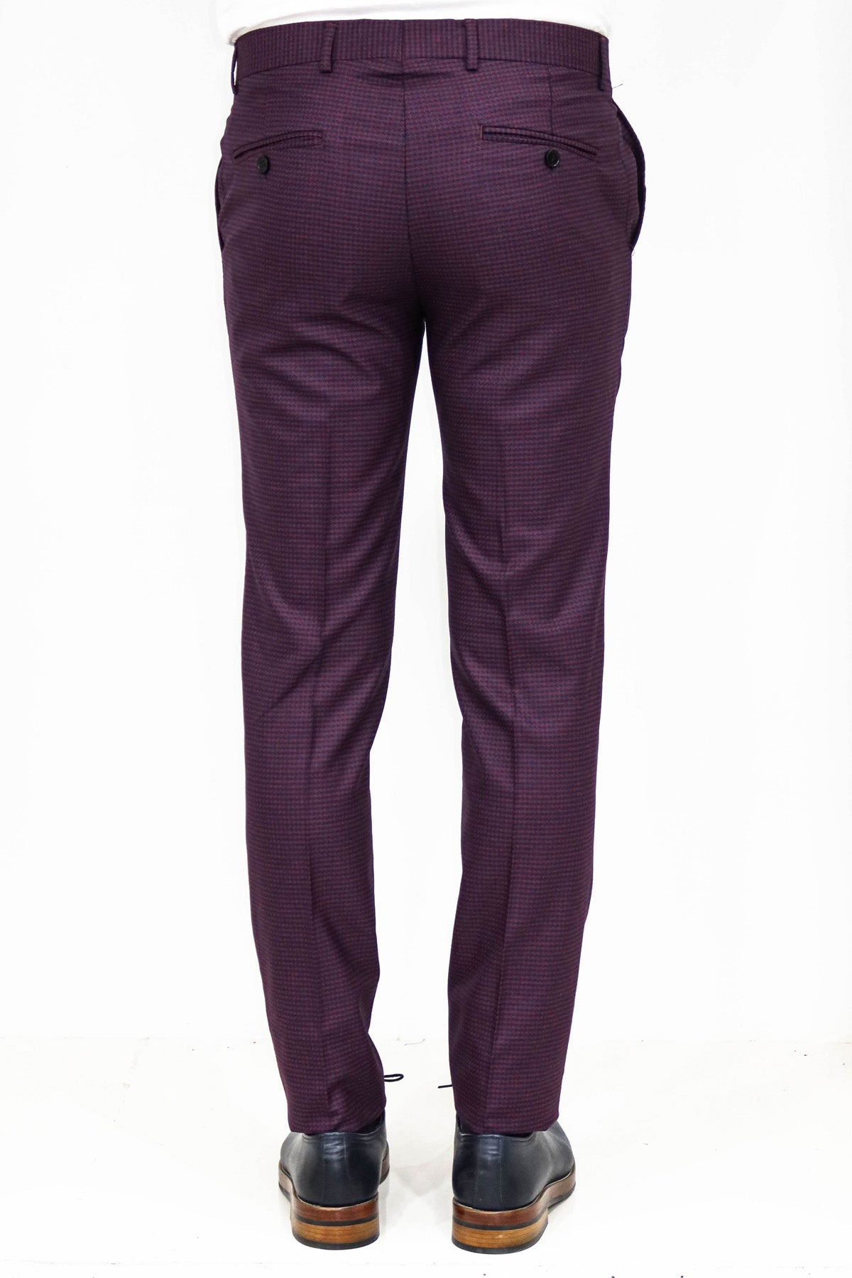Plain Burgundy Men Trousers - Wessi
