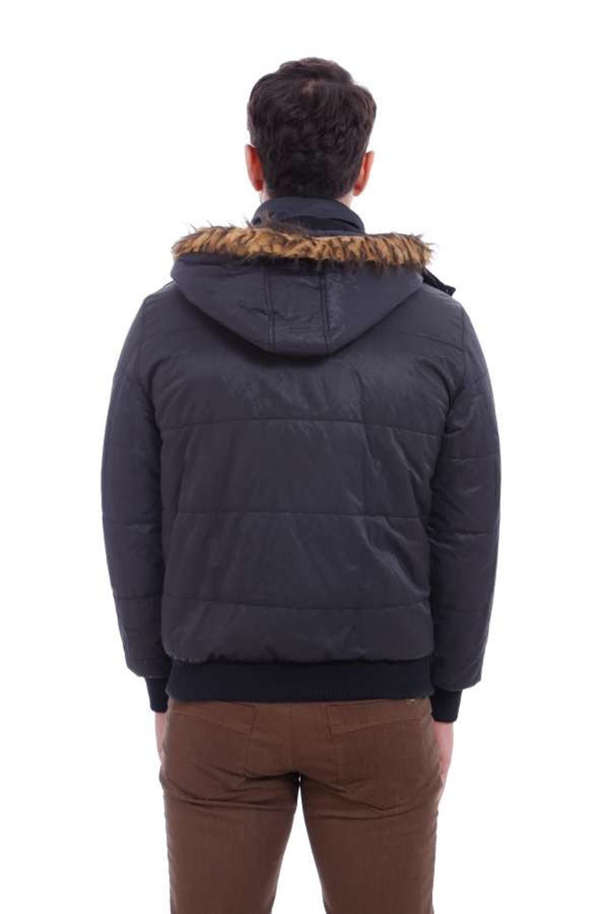 6 Pocket Bondite Zippered Hooded Black Coat-Wessi