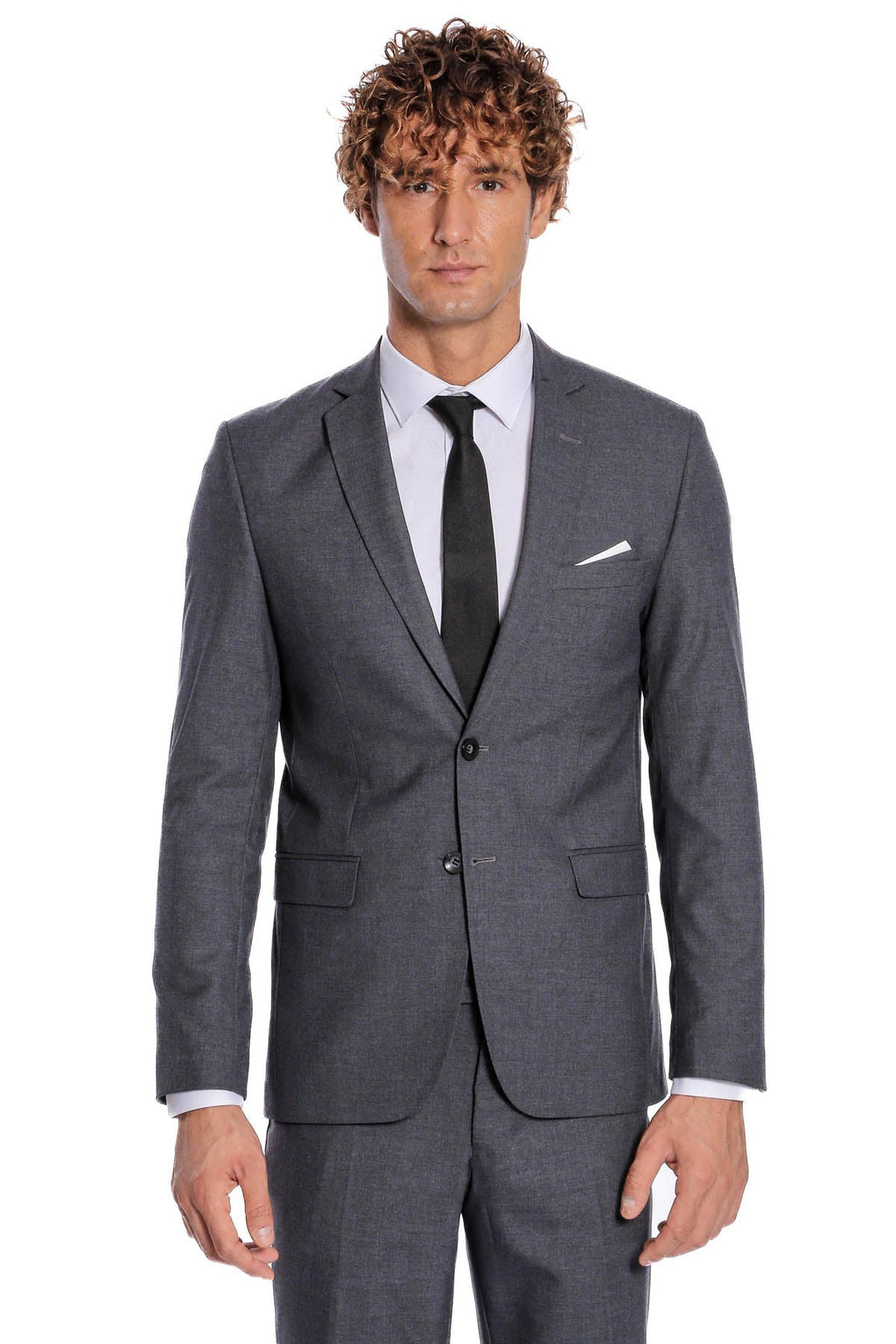 2 Buttons 2 Piece Grey Men Suit - Wessi