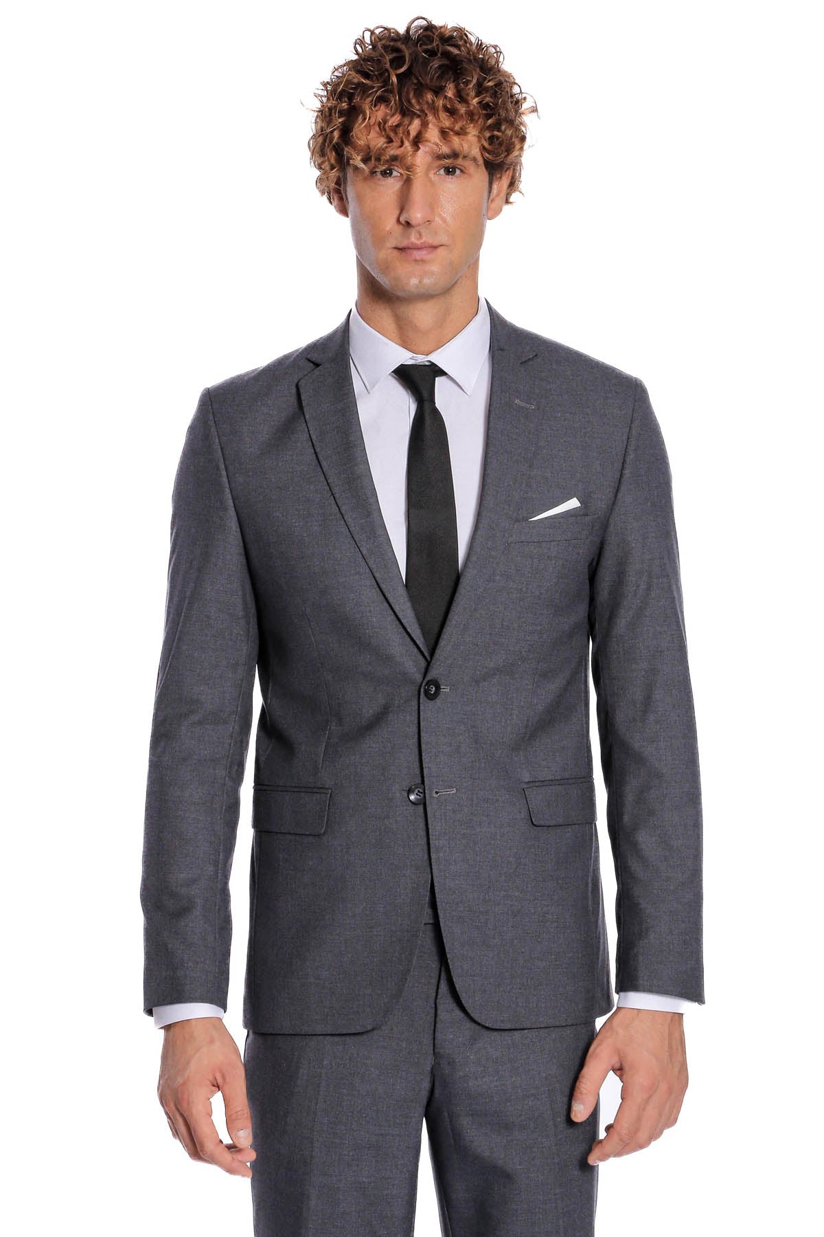 2 Buttons 2 Piece Grey Men Suit - Wessi