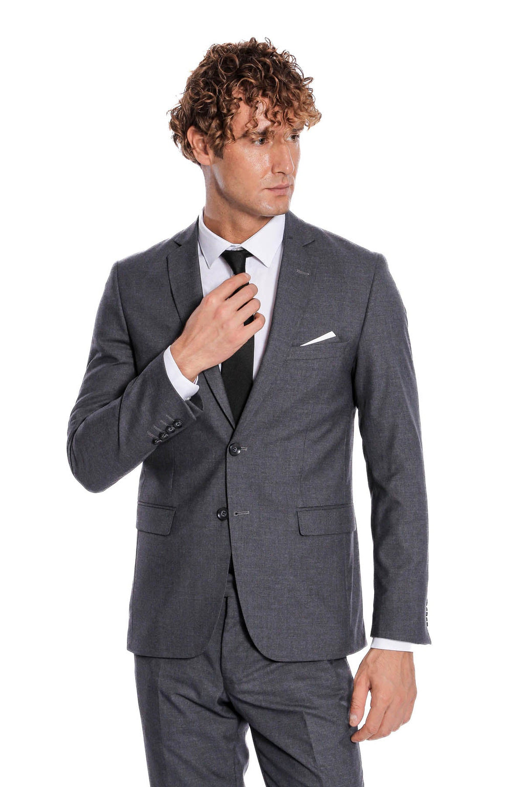 2 Buttons 2 Piece Grey Men Suit - Wessi