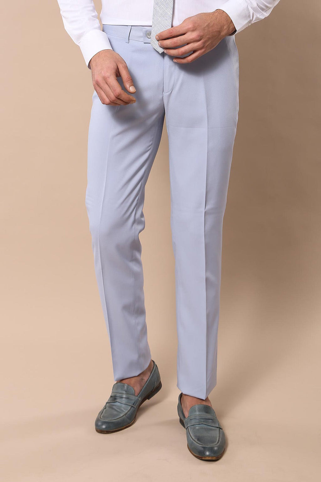 Mono Lapel Patterned Light Blue Tuxedo Suit-Wessi