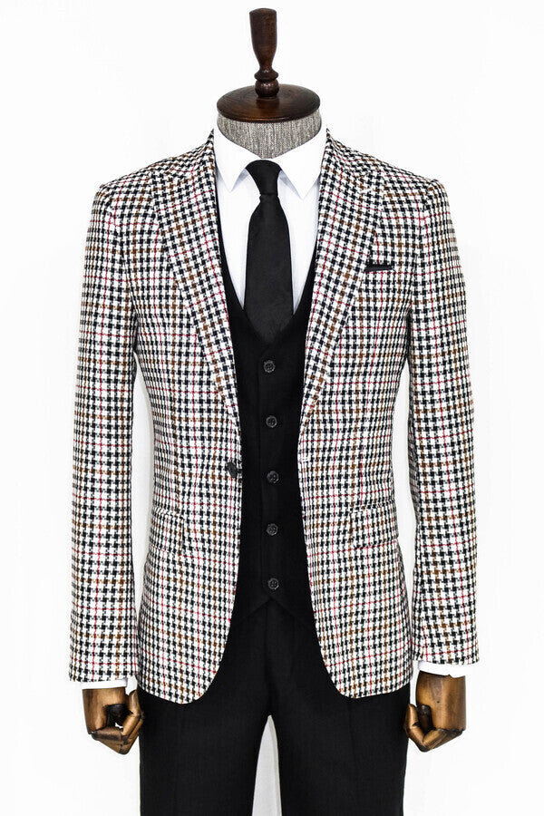 Plaid Black Men Suit - Wessi
