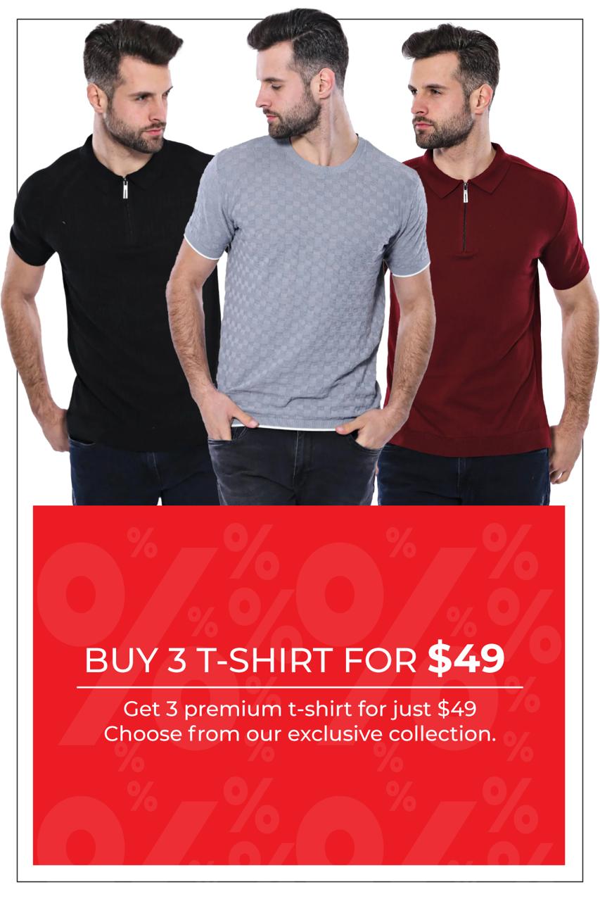 Buy 3 T-Shirts & Tees For $49!