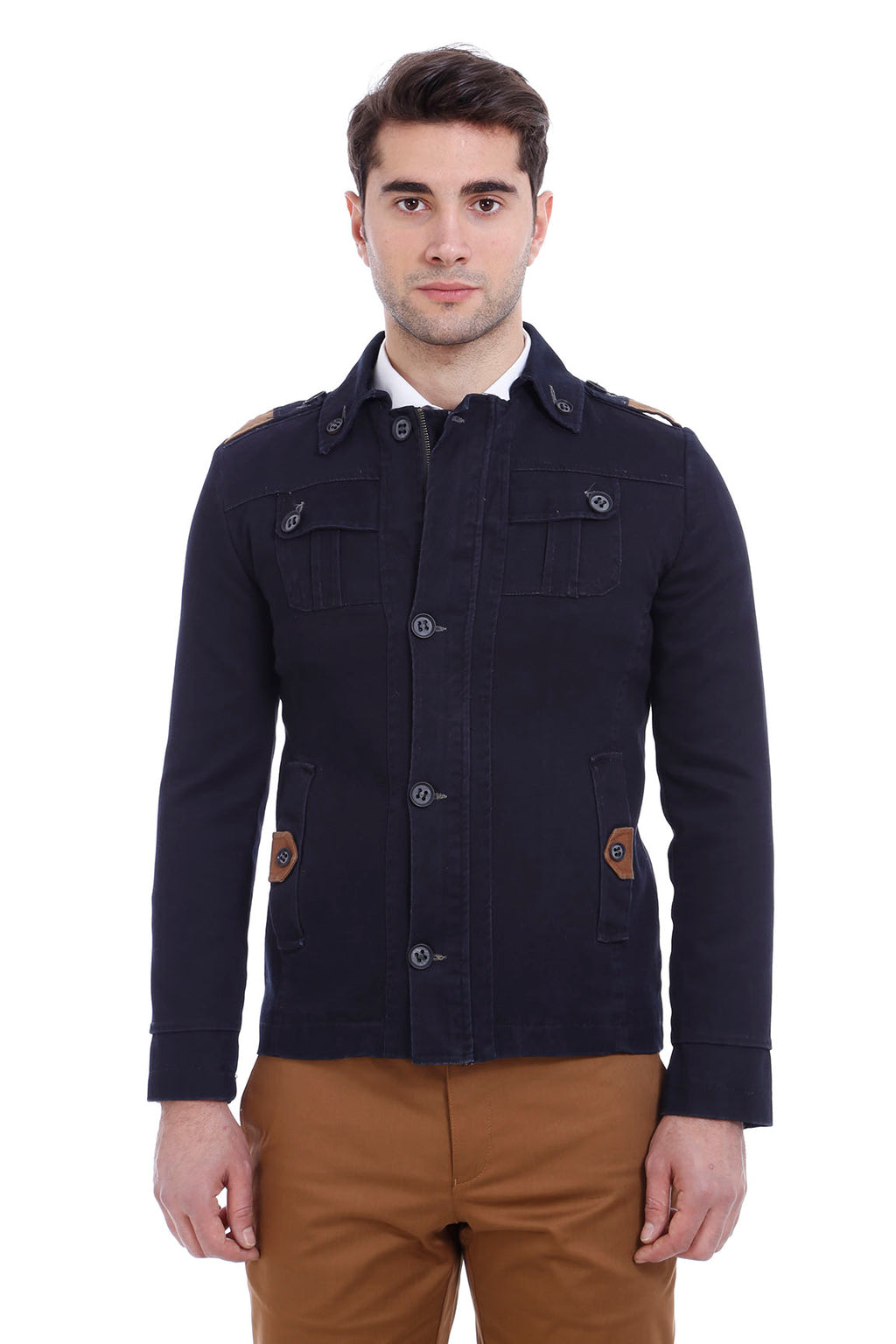 Epaulette 4 Pockets Washed Black Coat-Wessi